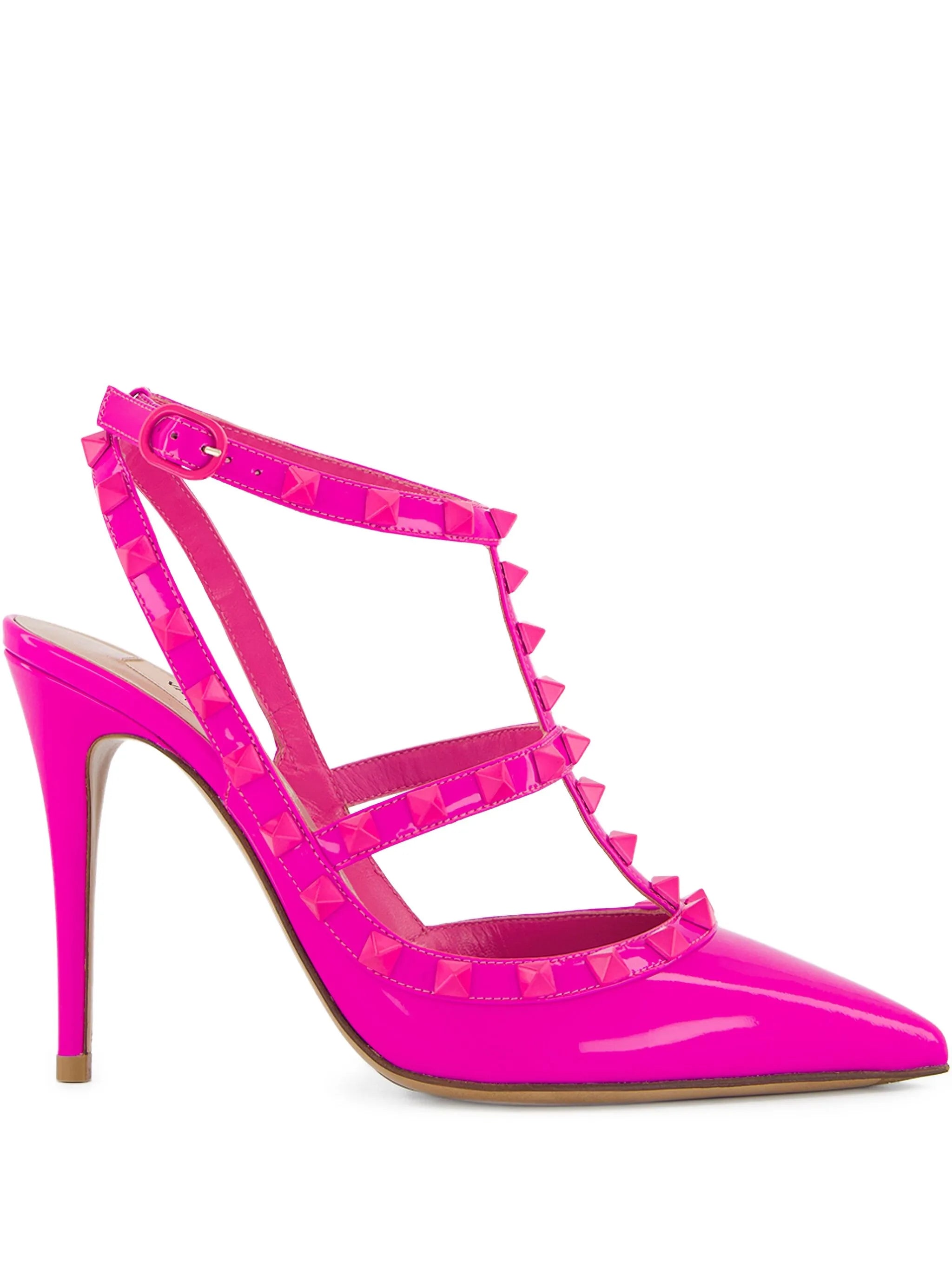 100mm Rockstud ankle-strap pumps