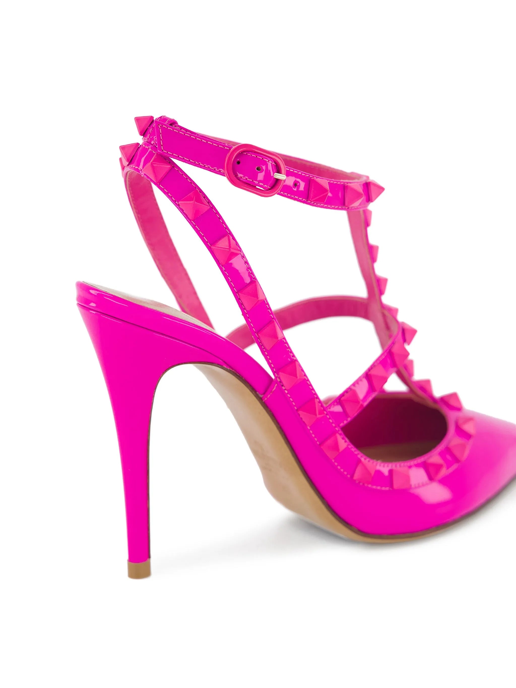 100mm Rockstud ankle-strap pumps