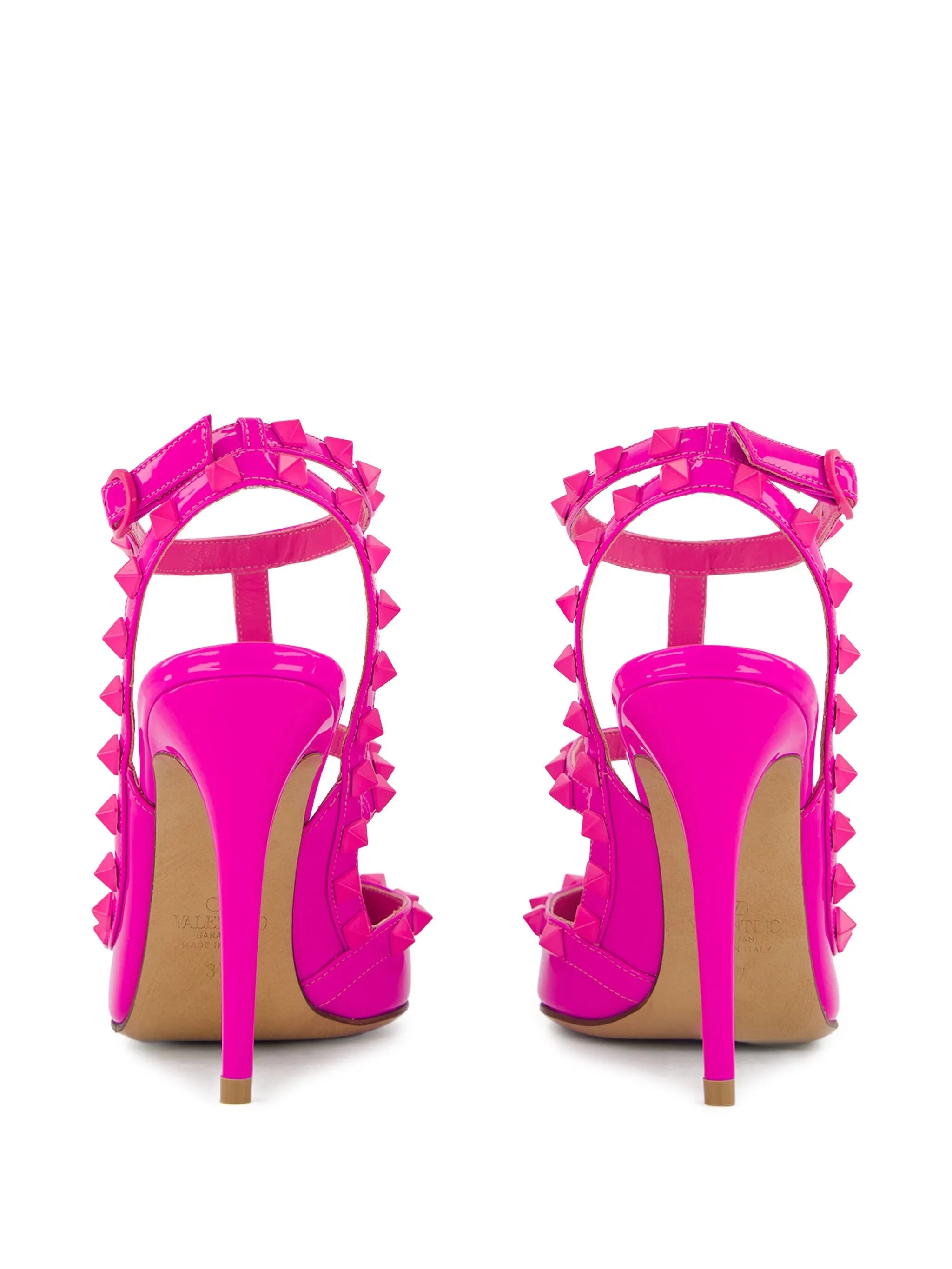 100mm Rockstud ankle-strap pumps