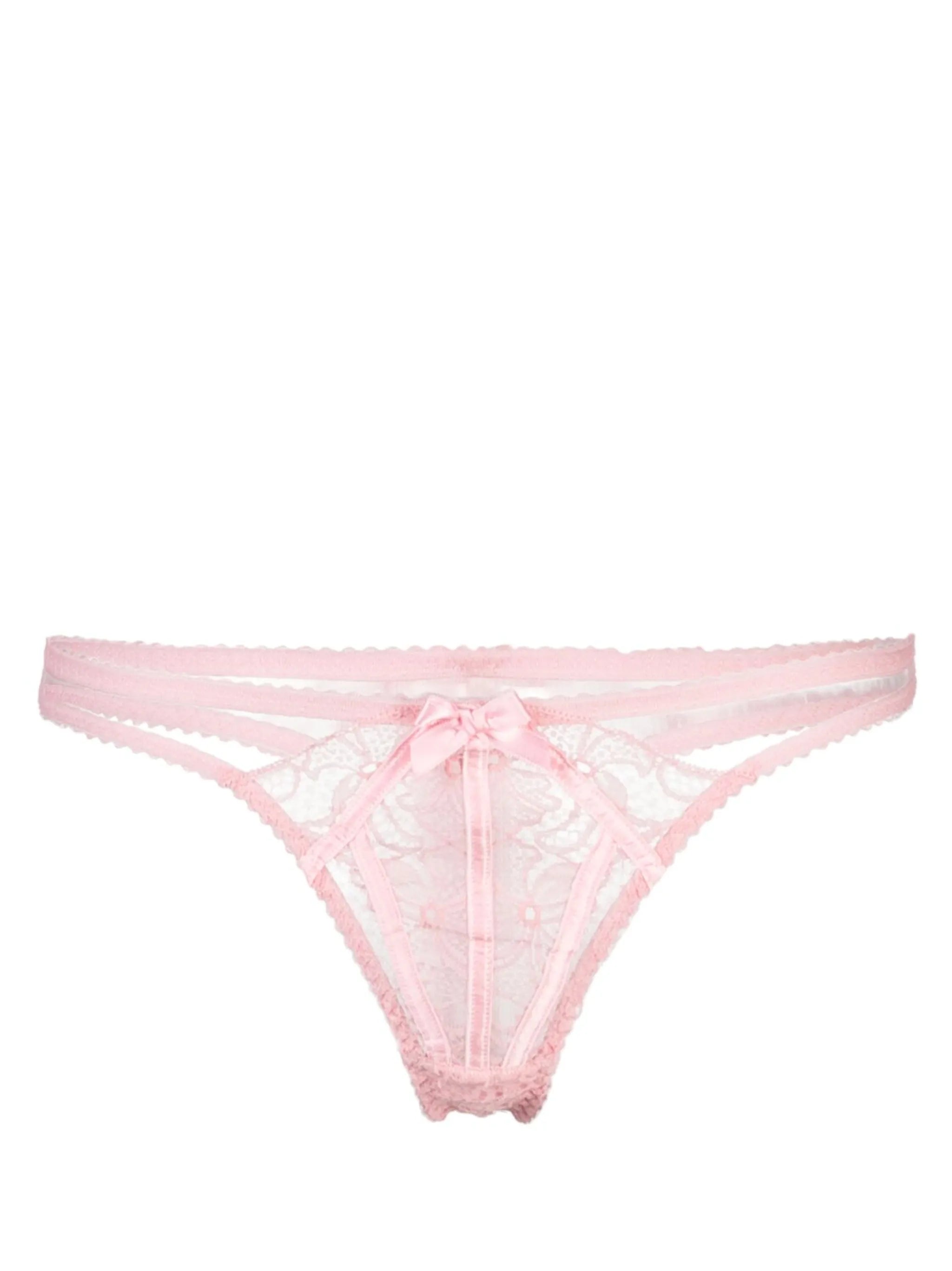 Rozlyn bow-detail sheer-lace thong