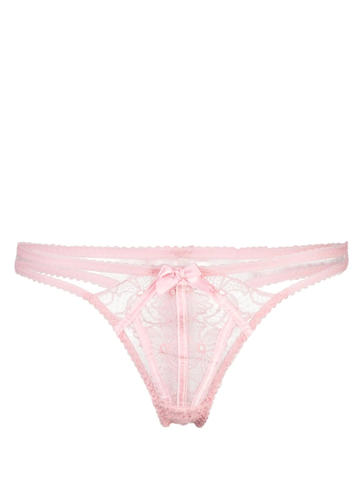 Rozlyn bow-detail sheer-lace thong