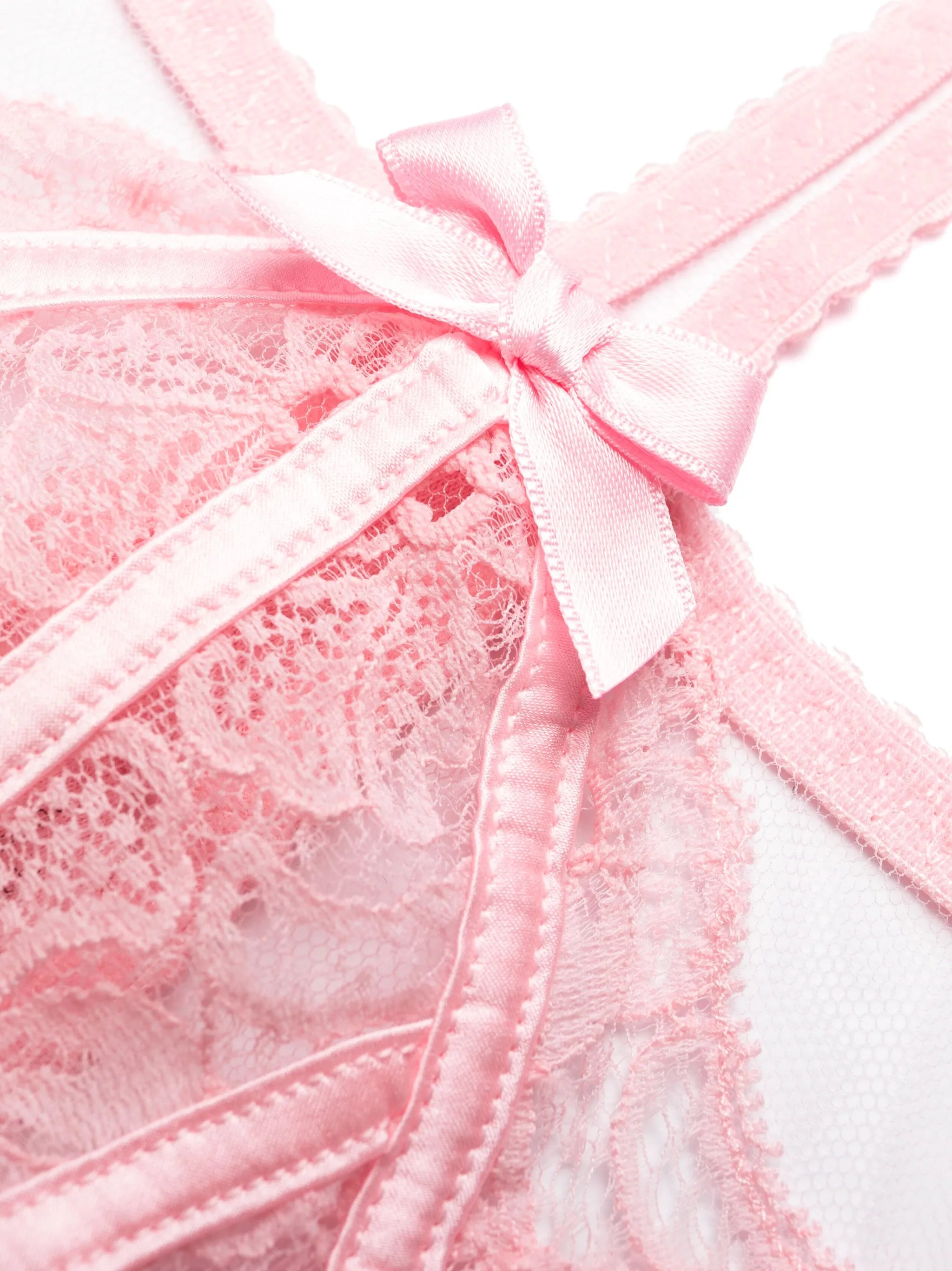 Rozlyn bow-detail sheer-lace thong