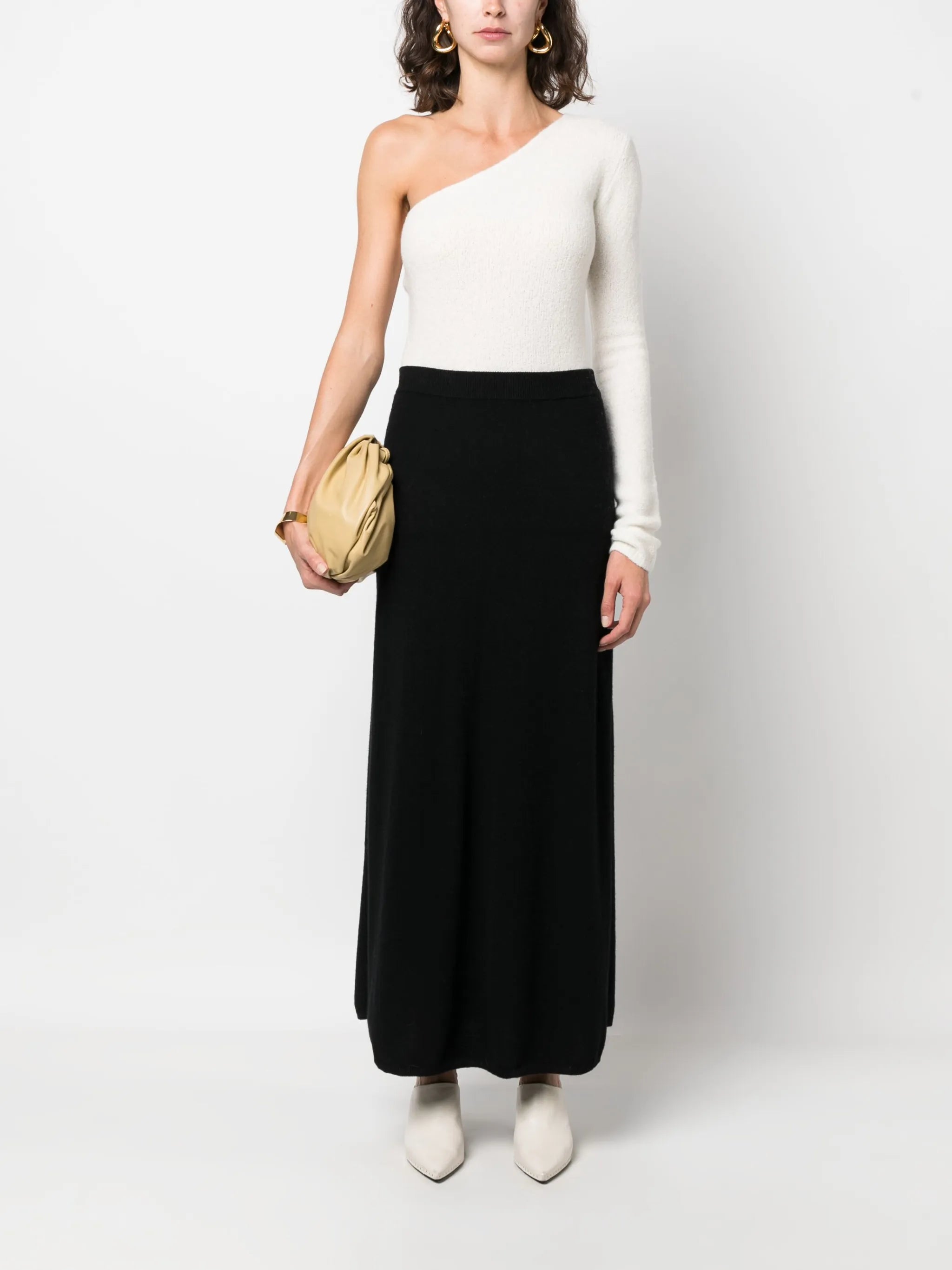 one-shoulder cashmere-bouclé jumper