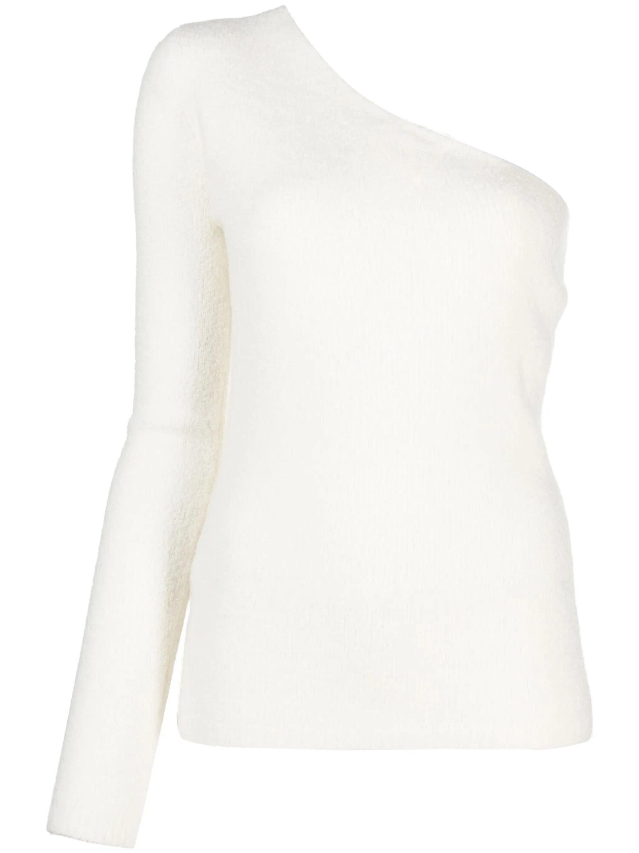 one-shoulder cashmere-bouclé jumper