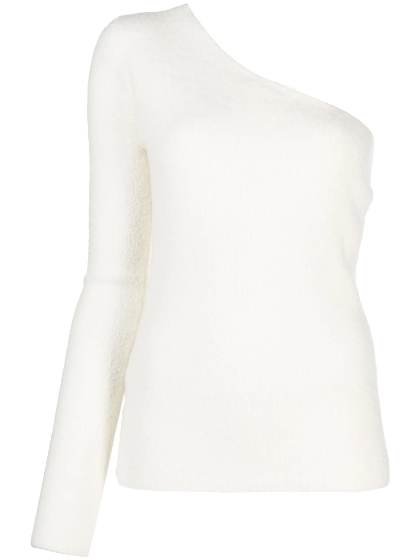 one-shoulder cashmere-bouclé jumper
