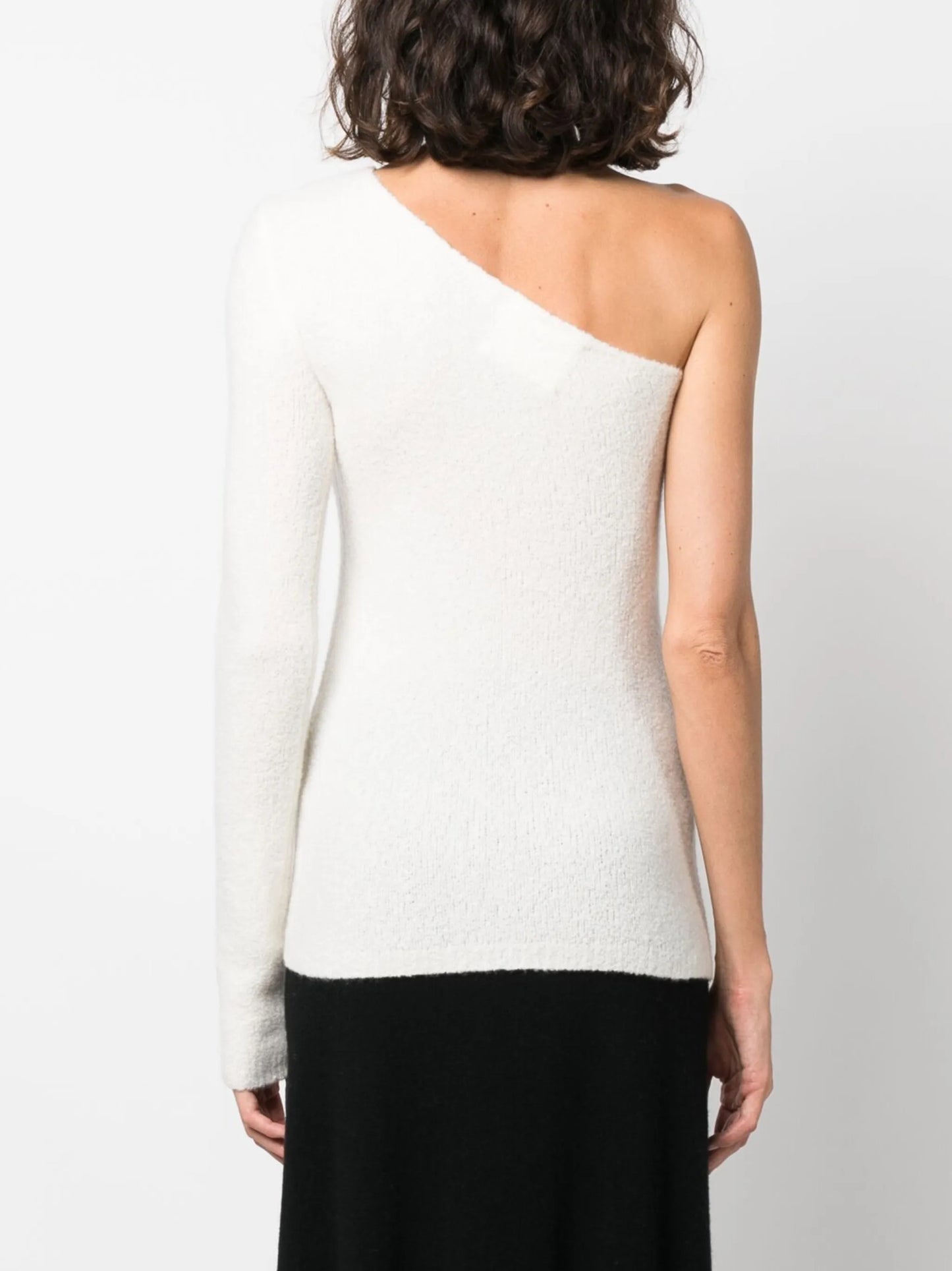 one-shoulder cashmere-bouclé jumper