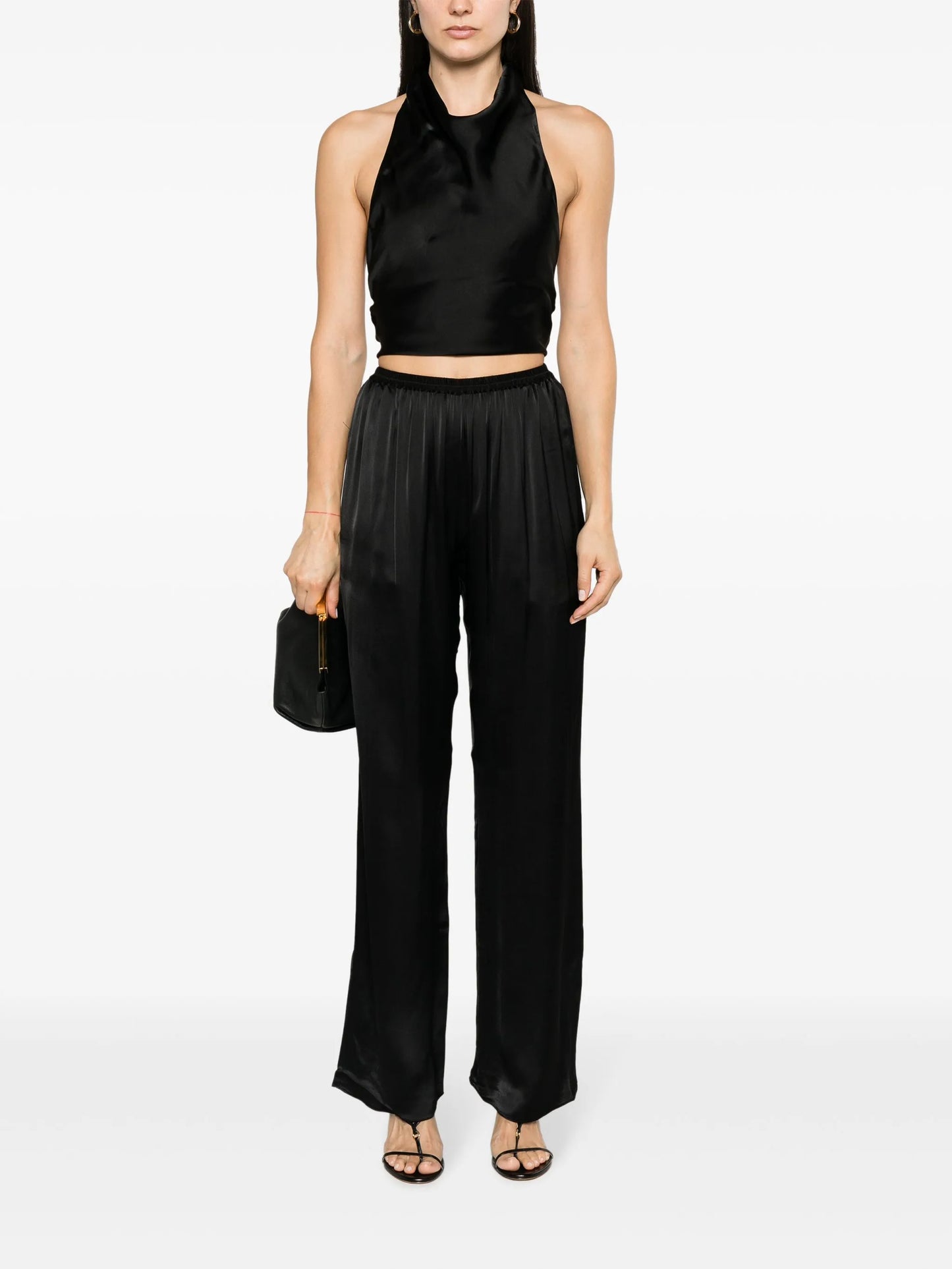 straight-leg satin trousers
