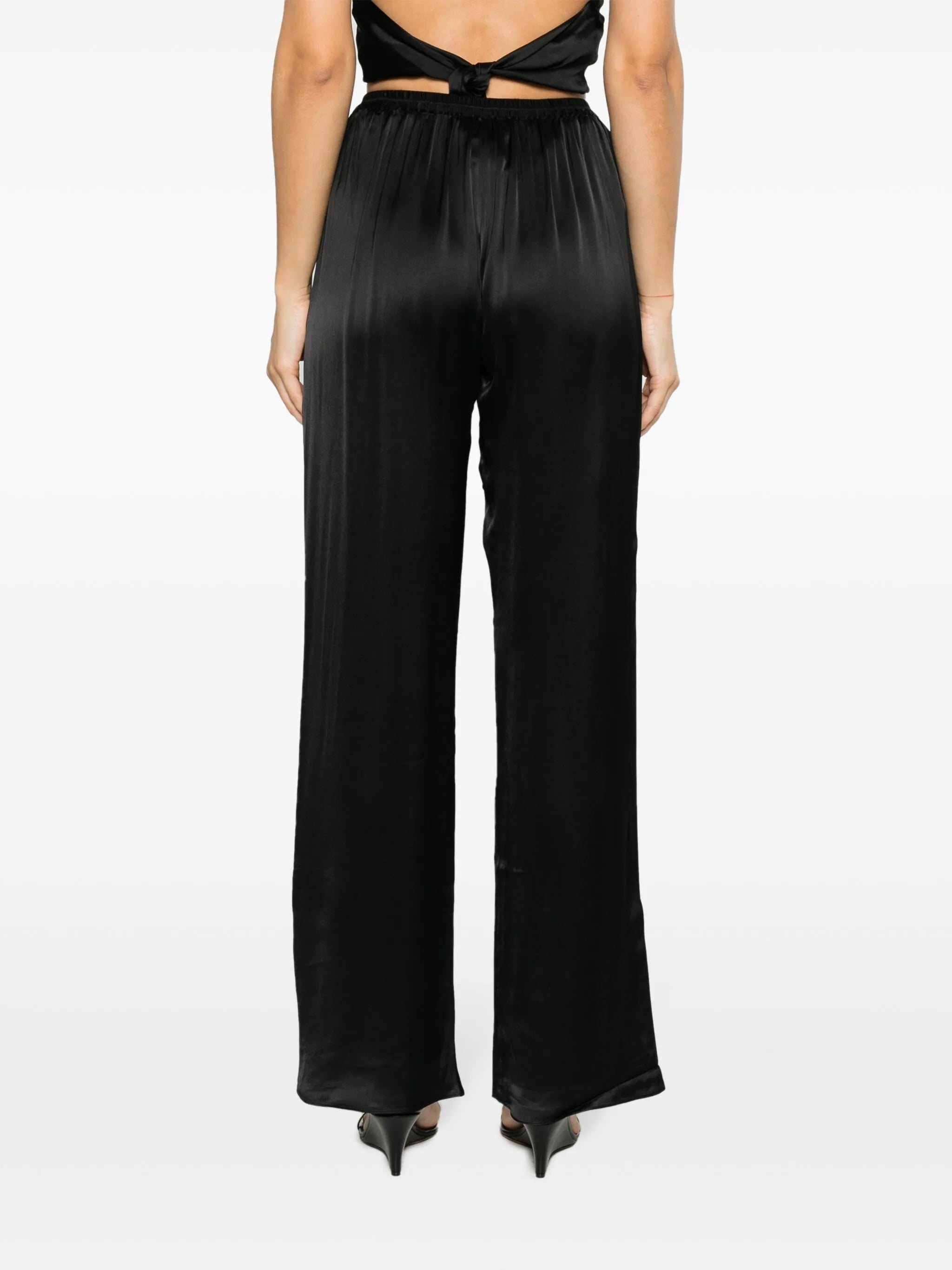 straight-leg satin trousers