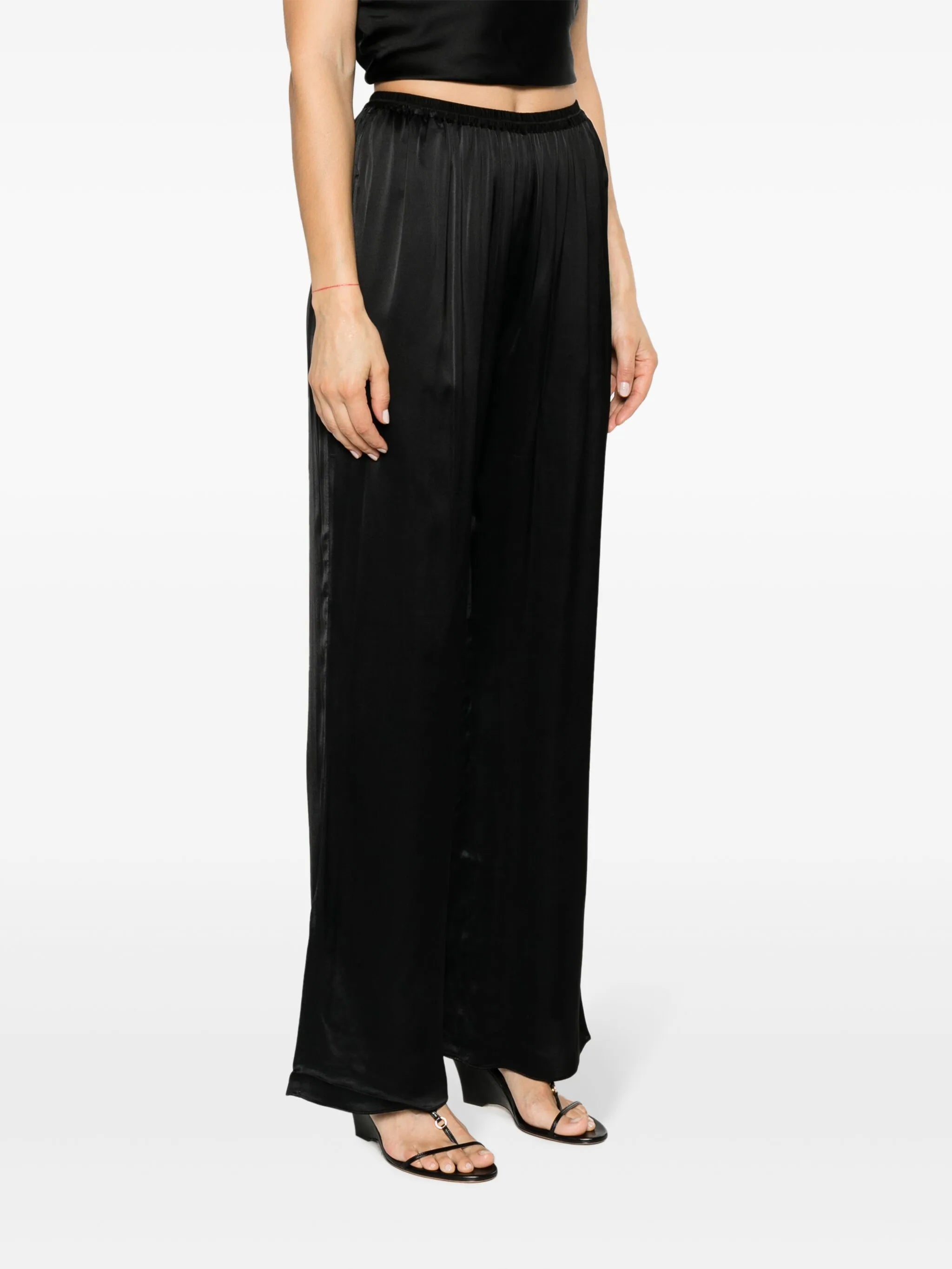 straight-leg satin trousers