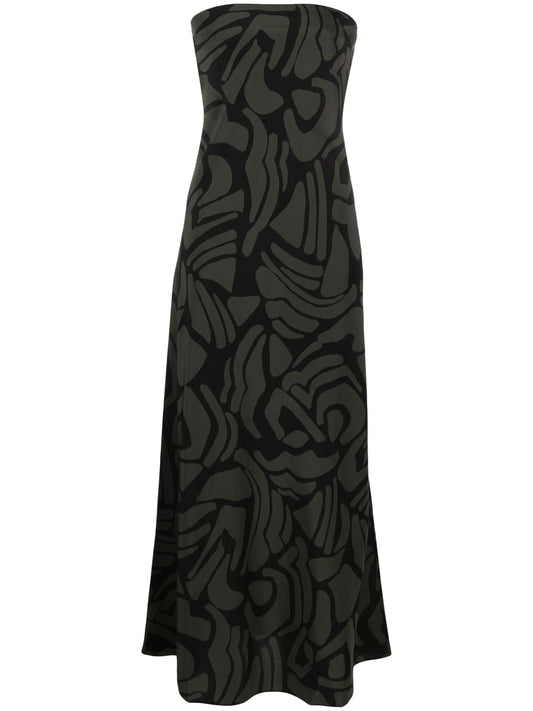 Bias Column abstract-print silk dress