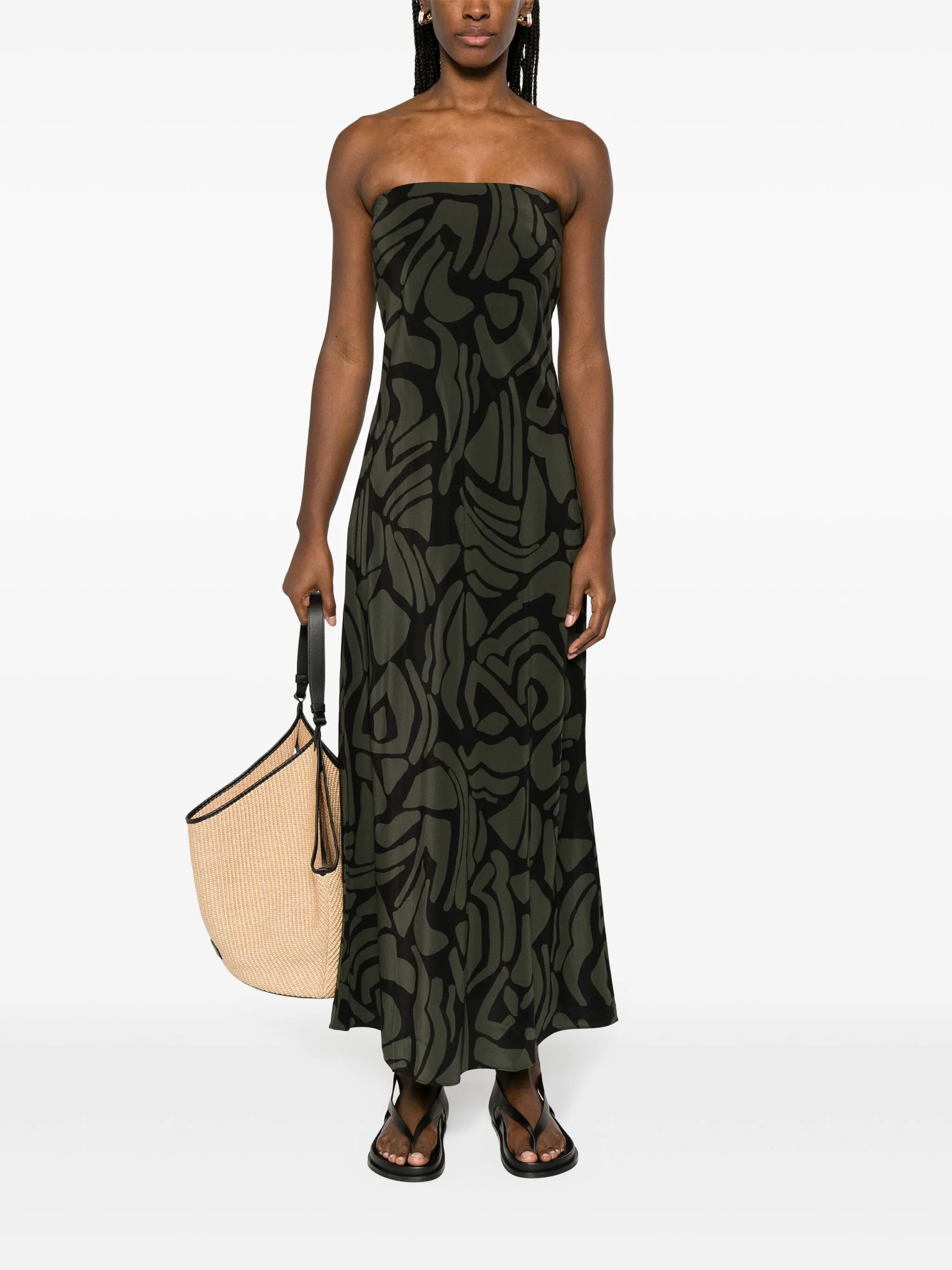 Bias Column abstract-print silk dress