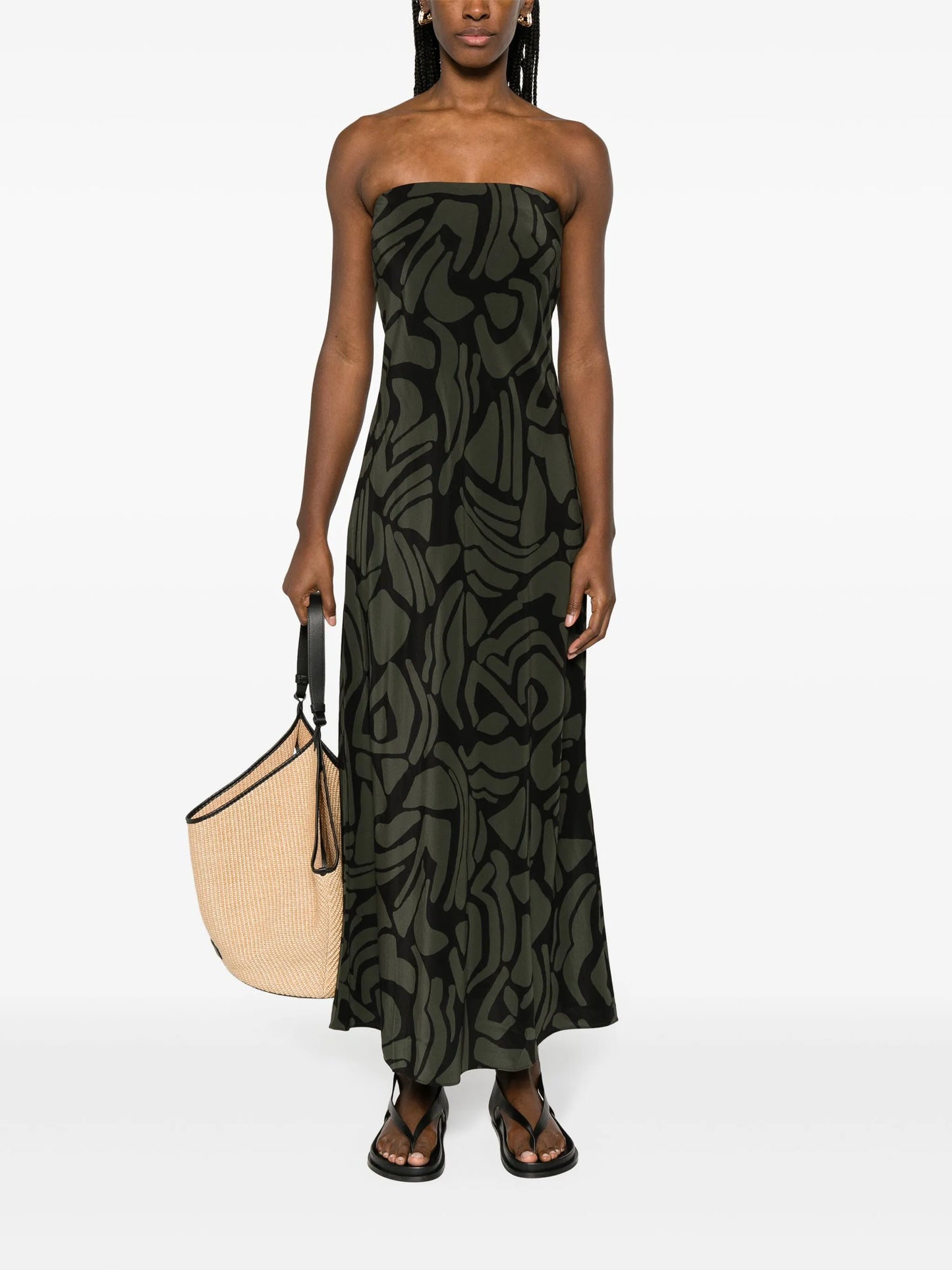 Bias Column abstract-print silk dress