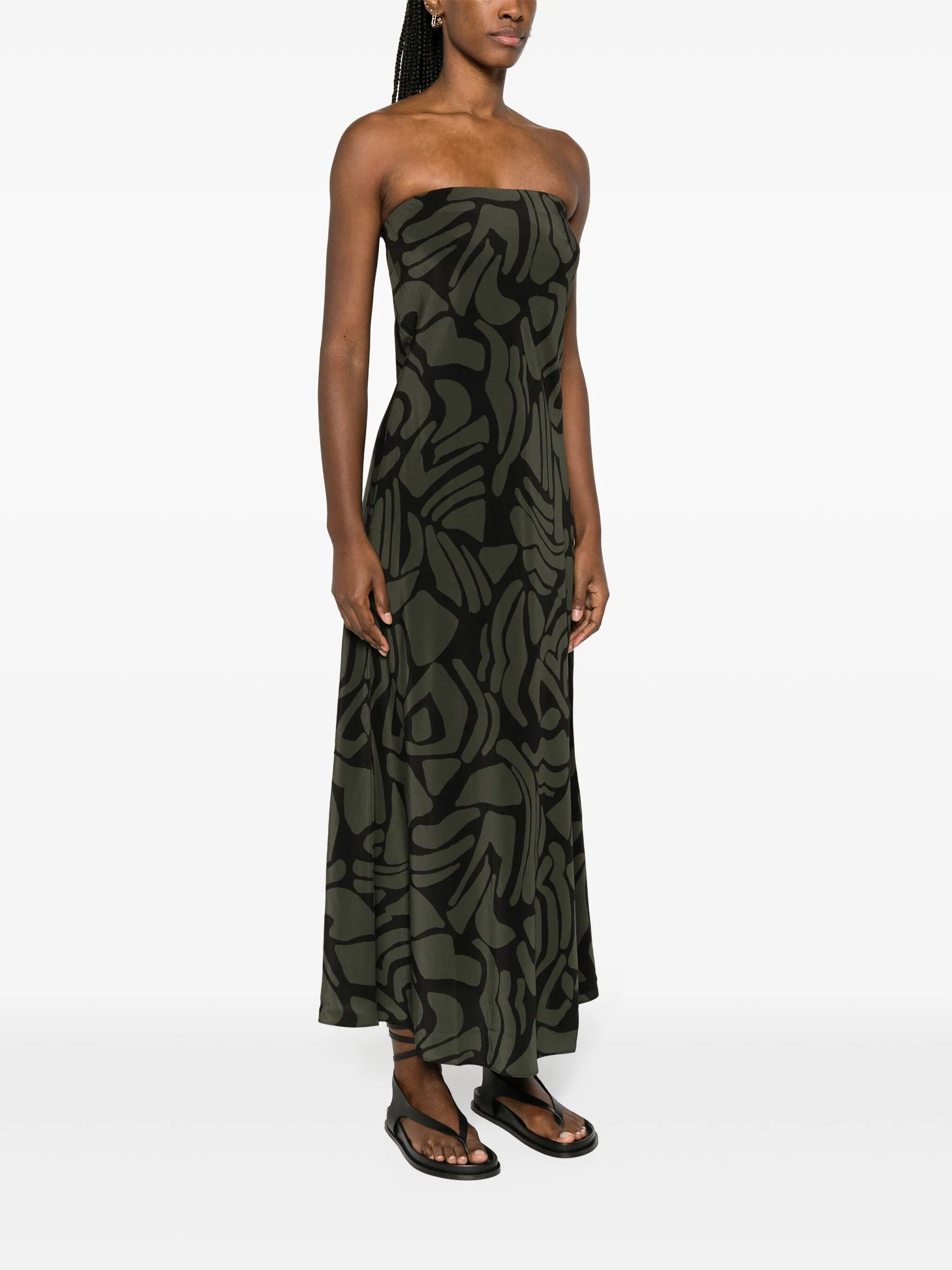 Bias Column abstract-print silk dress