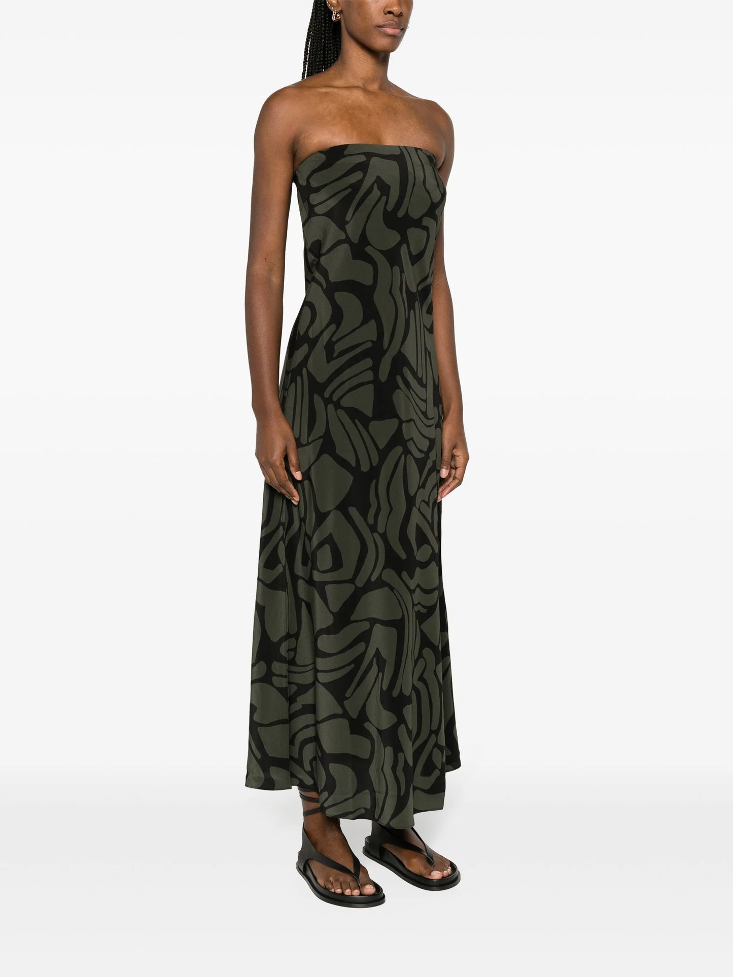 Bias Column abstract-print silk dress