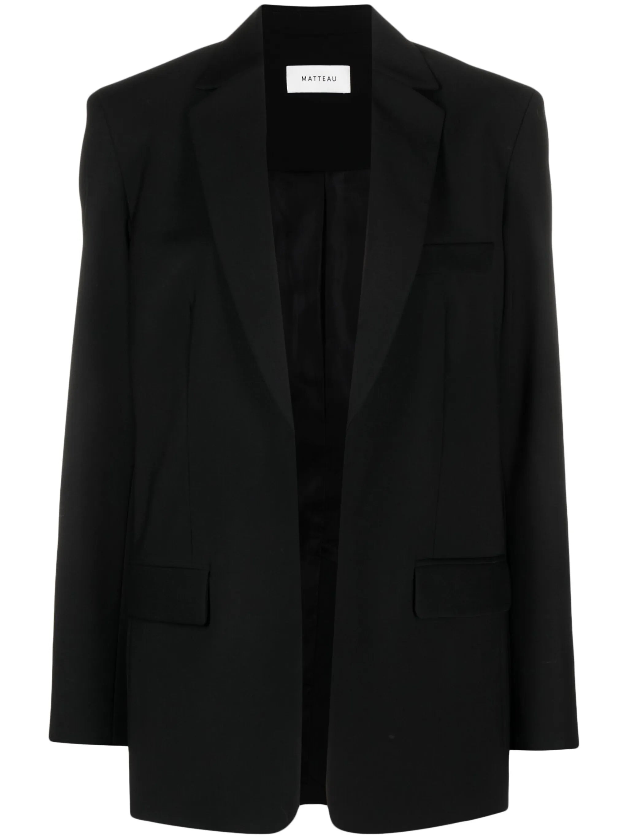 open-front wool blend blazer