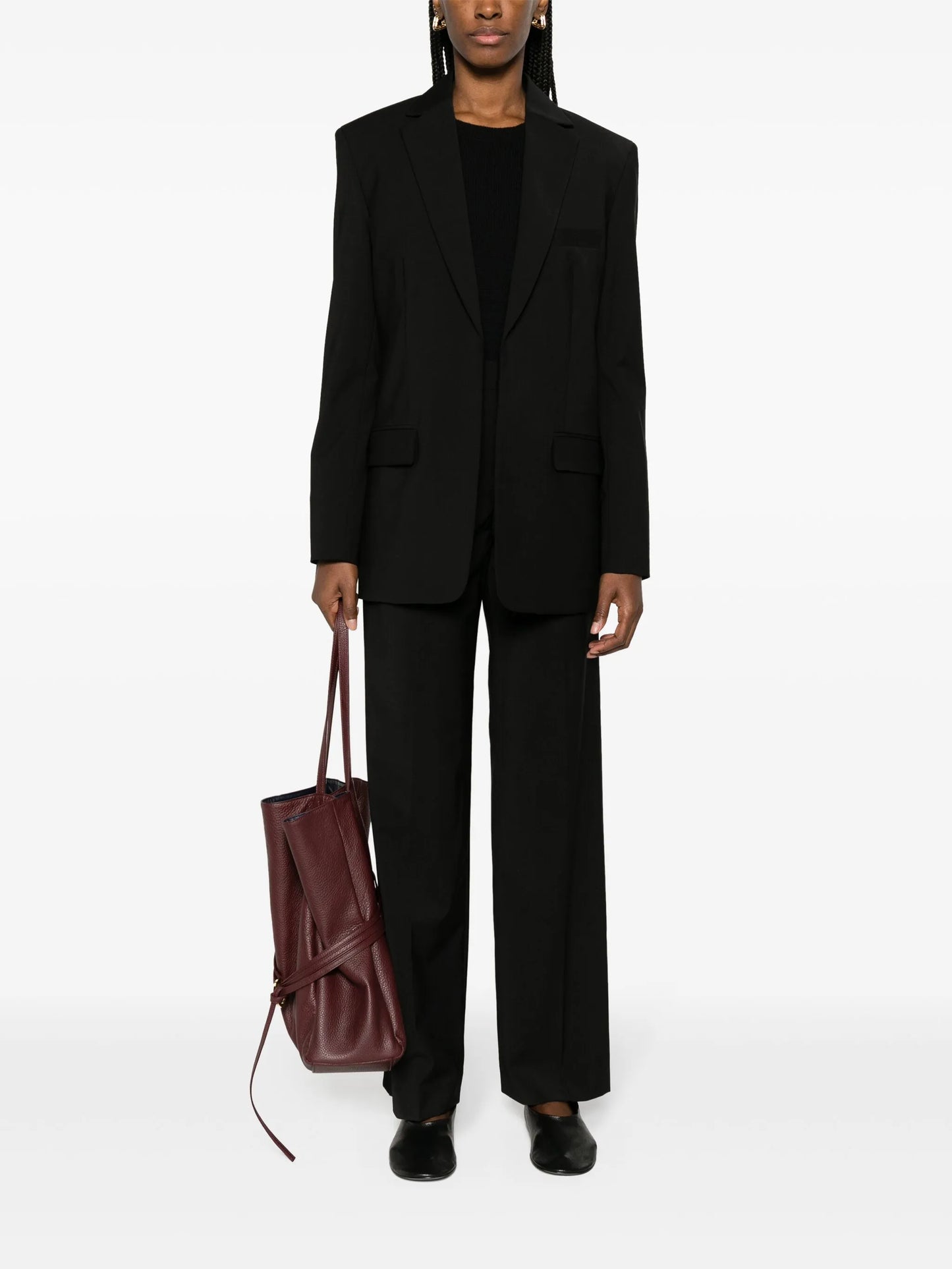 open-front wool blend blazer