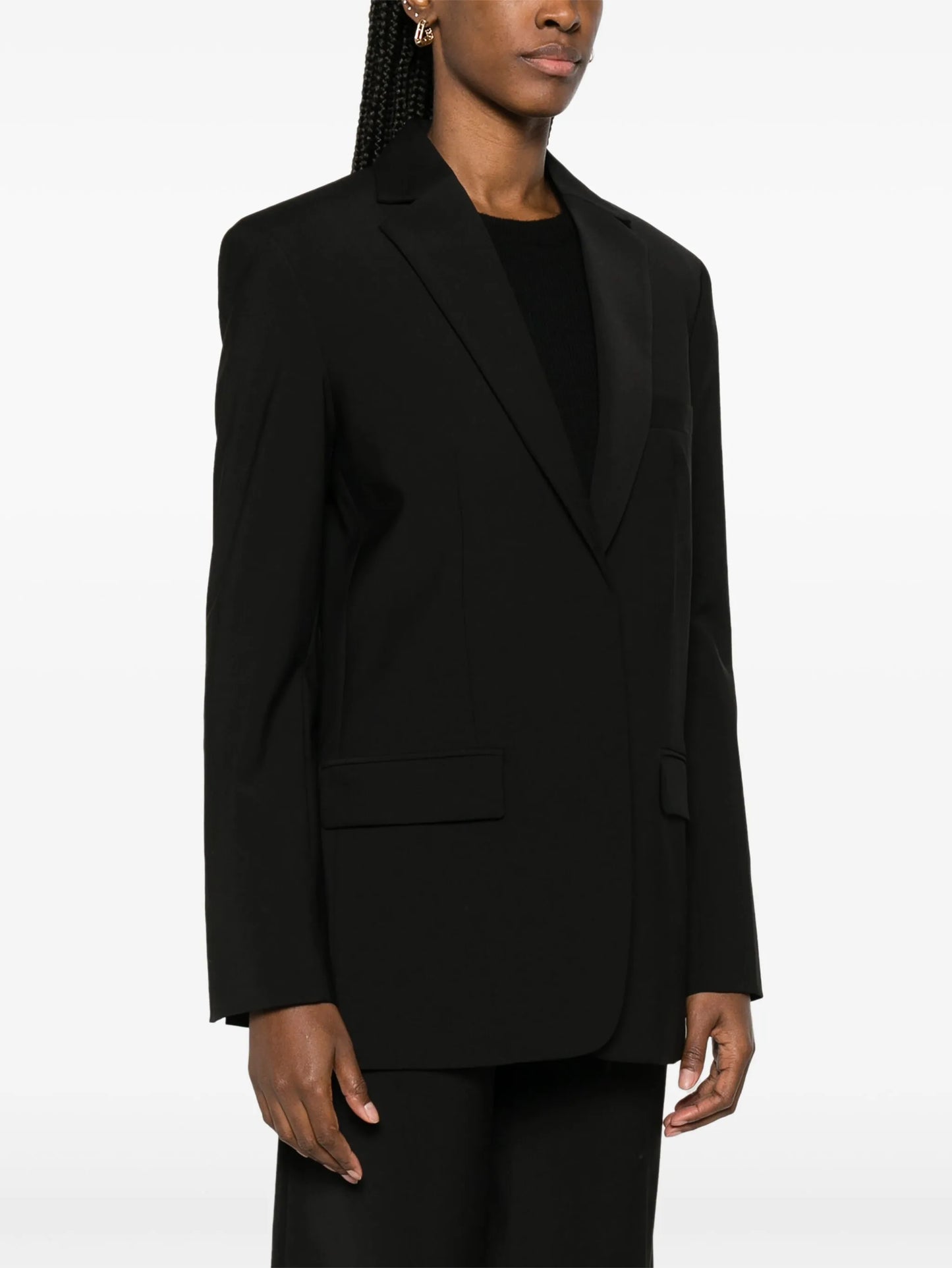 open-front wool blend blazer