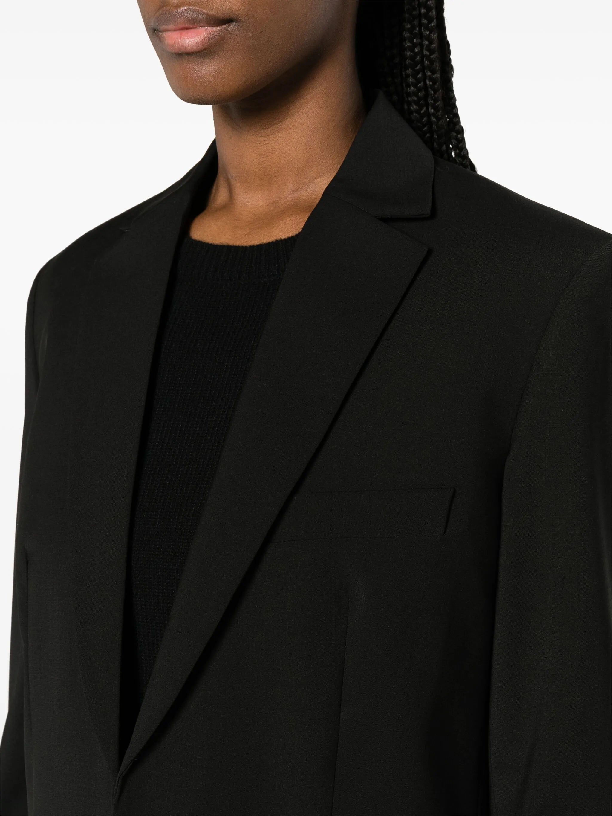 open-front wool blend blazer