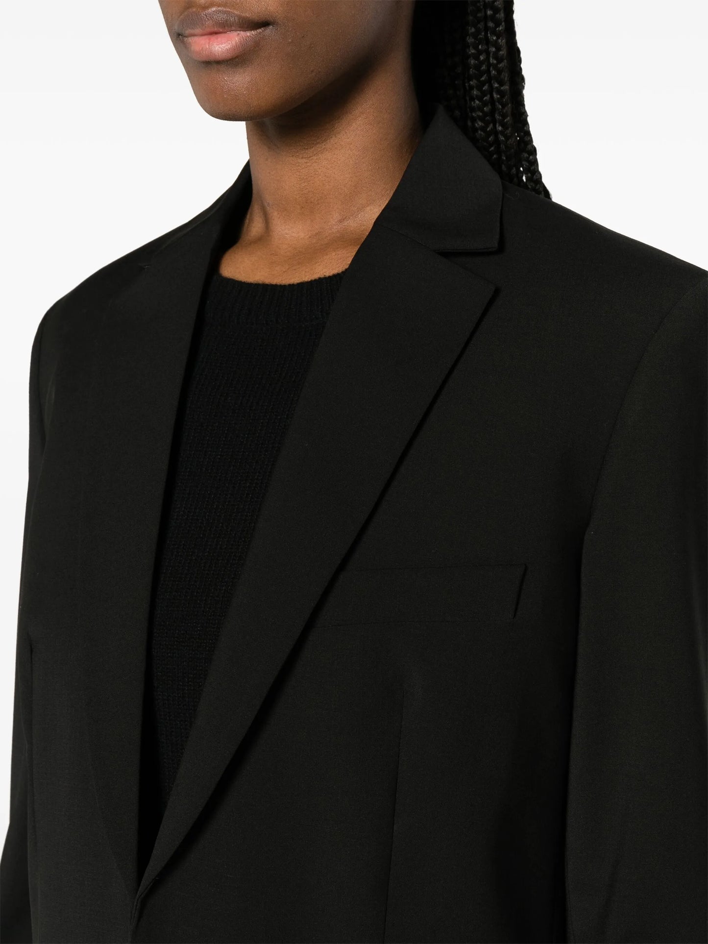 open-front wool blend blazer