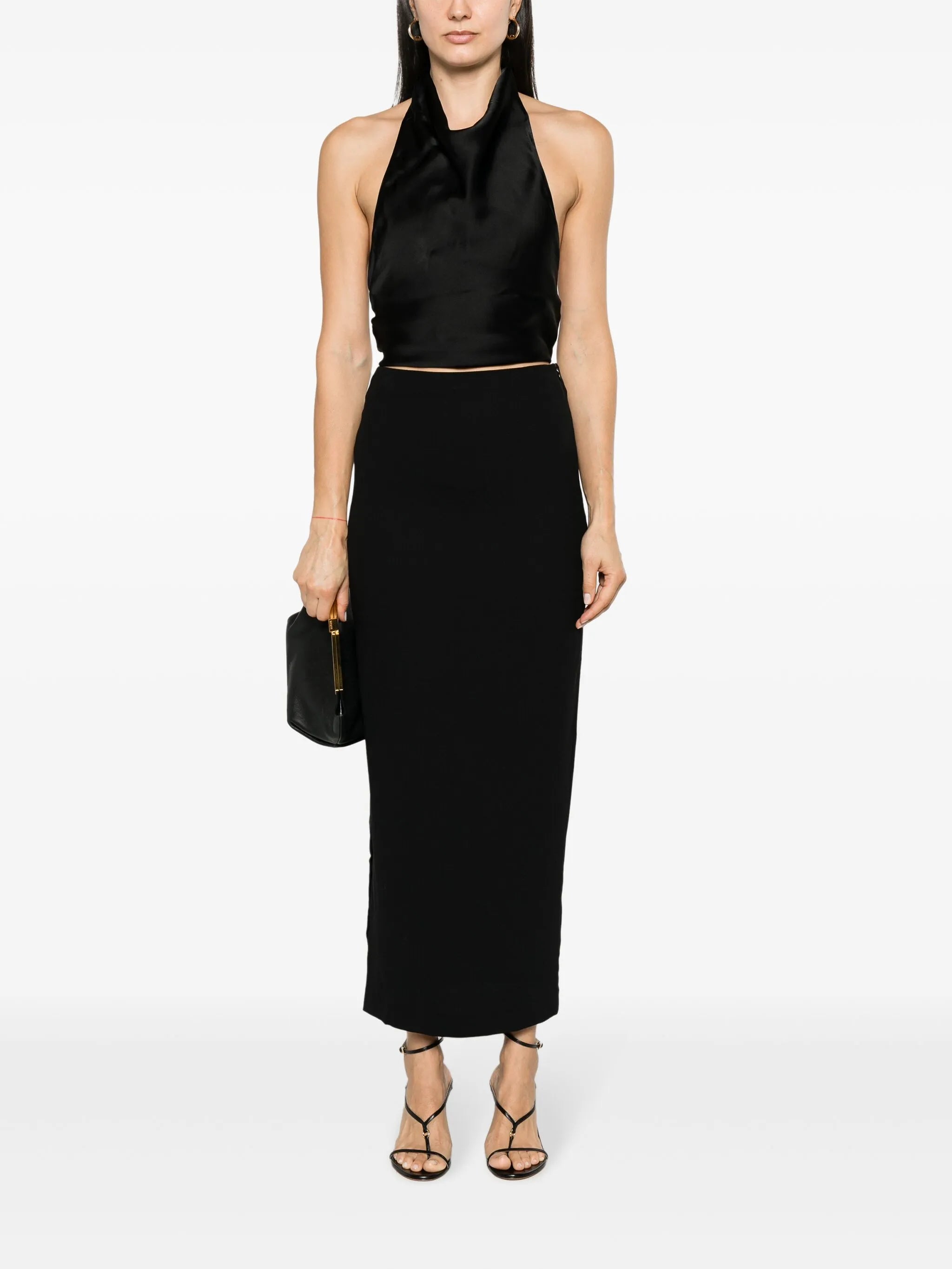 crepe column maxi skirt