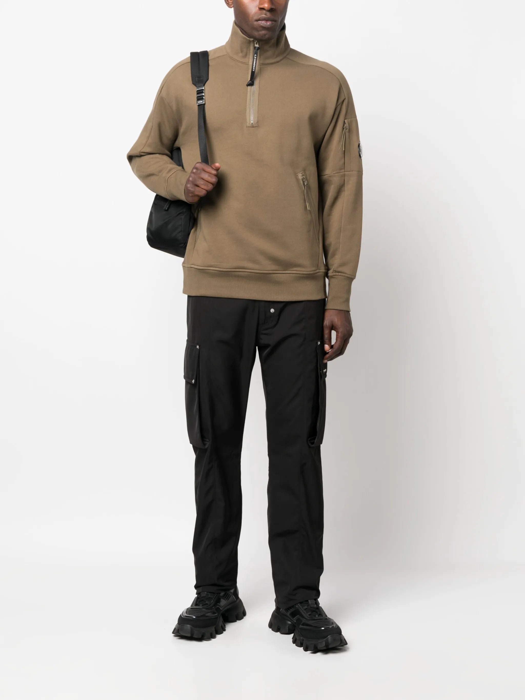 Lens-detail high-neck sweatshirt
