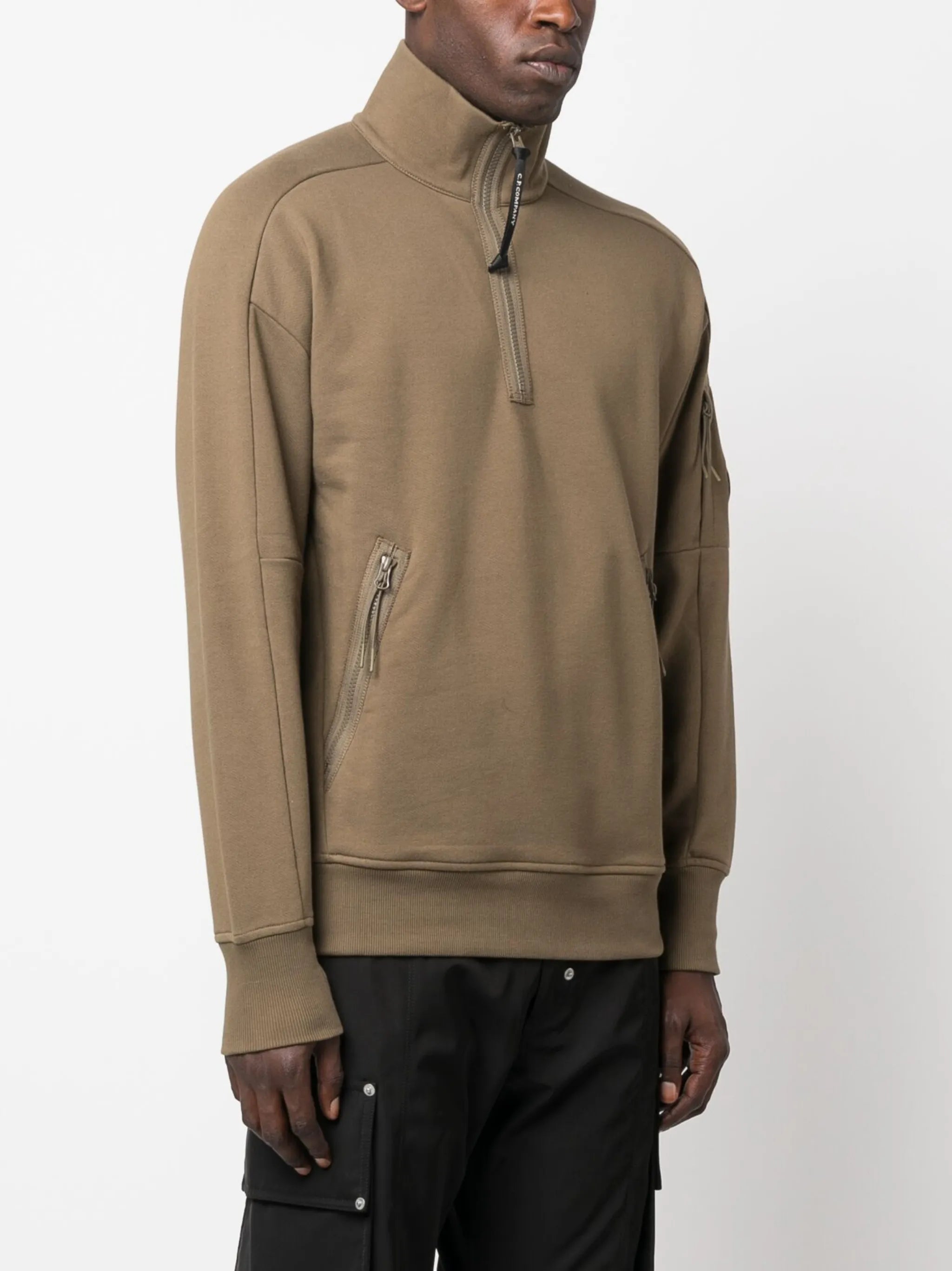 Lens-detail high-neck sweatshirt