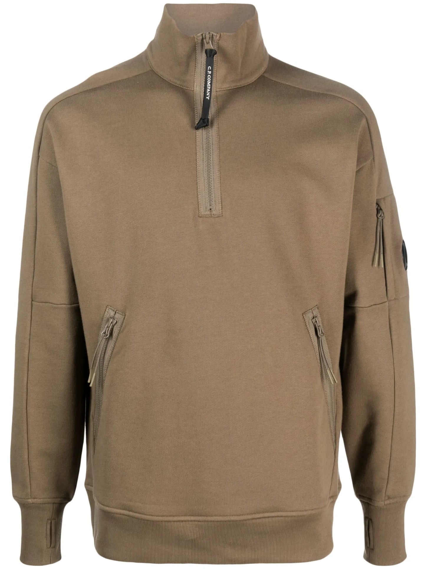 Lens-detail high-neck sweatshirt