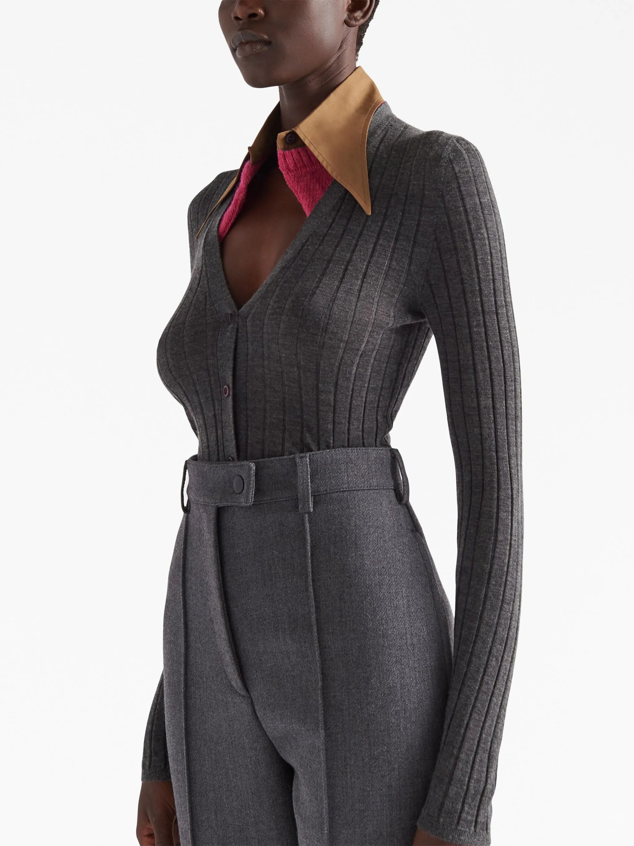 collar-detail cashmere-silk cardigan