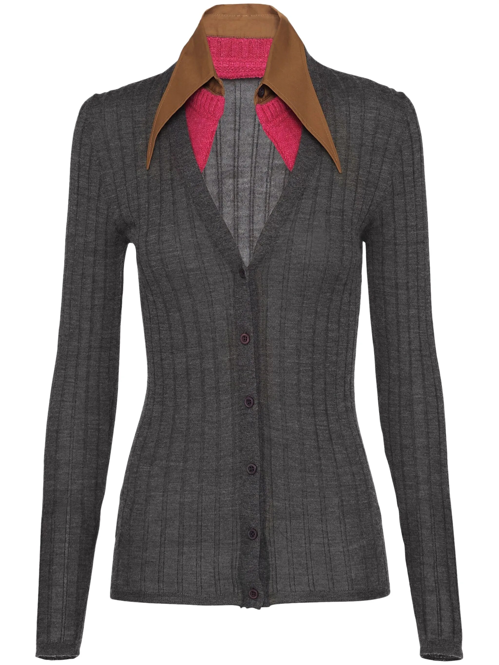 collar-detail cashmere-silk cardigan