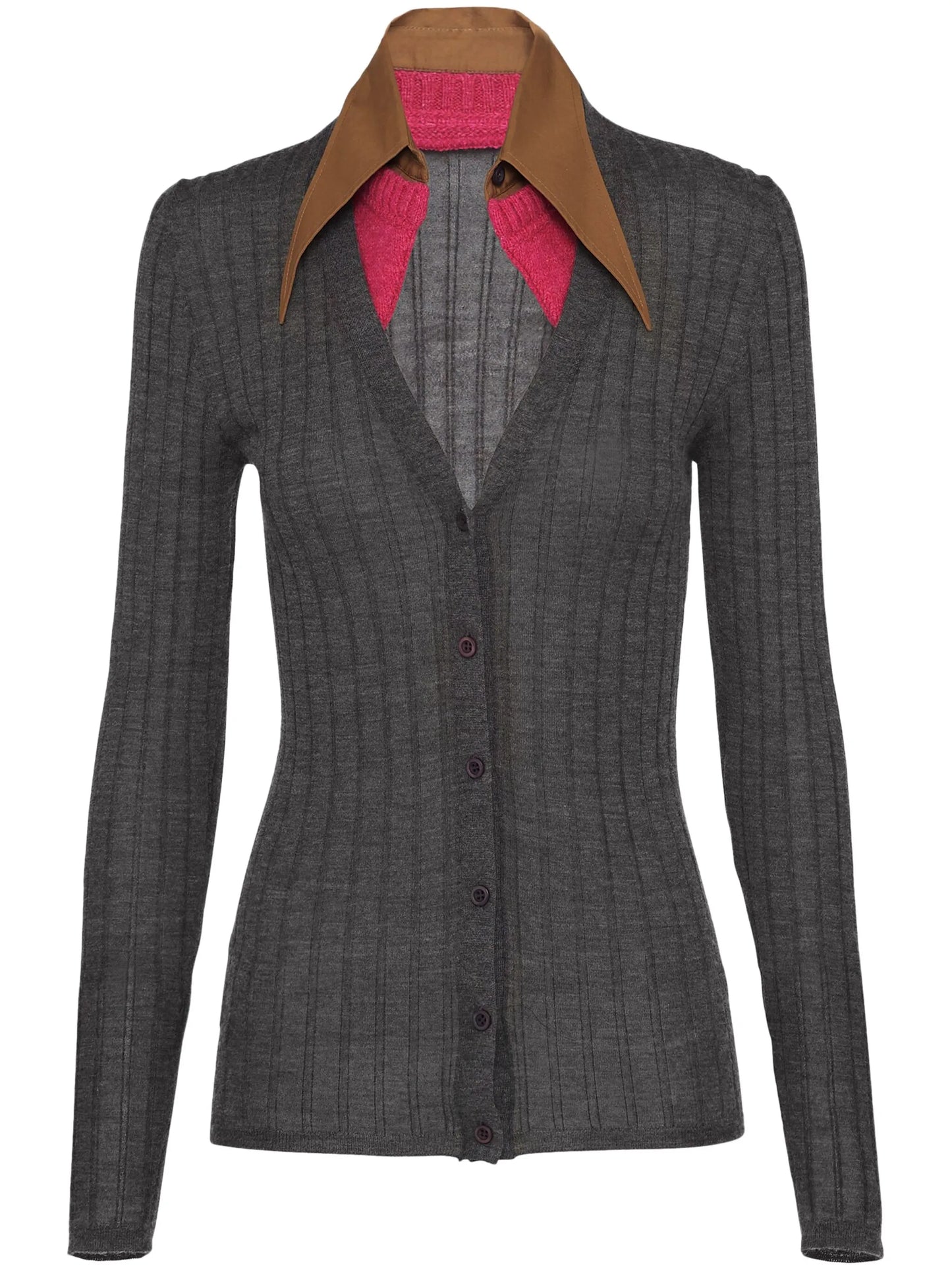 collar-detail cashmere-silk cardigan