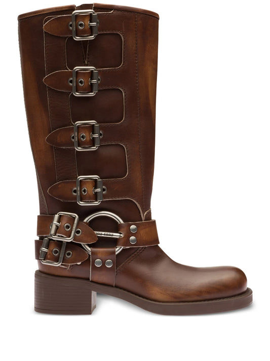 buckle-detail leather boots