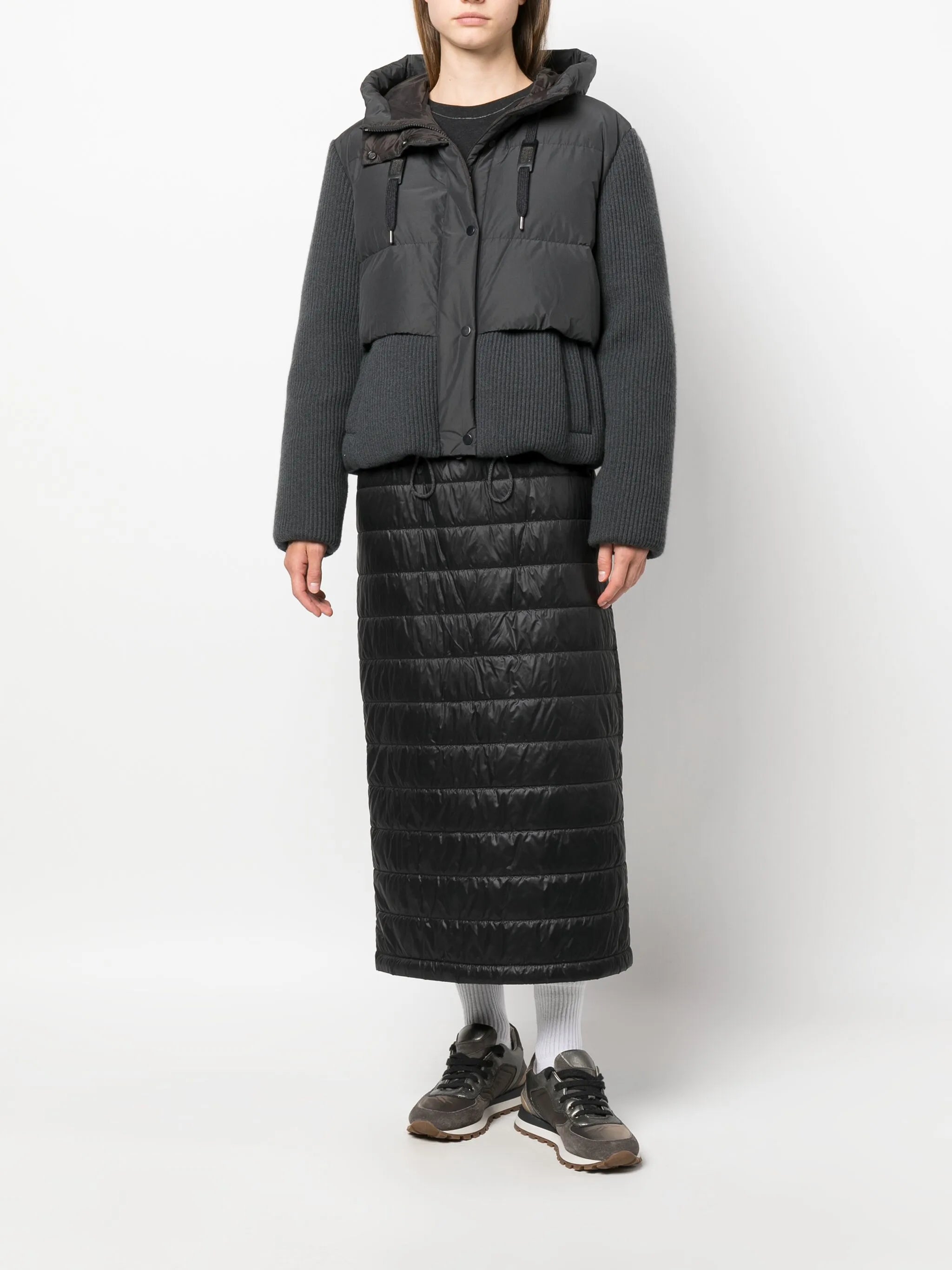 ribbed-knit puffer jacket
