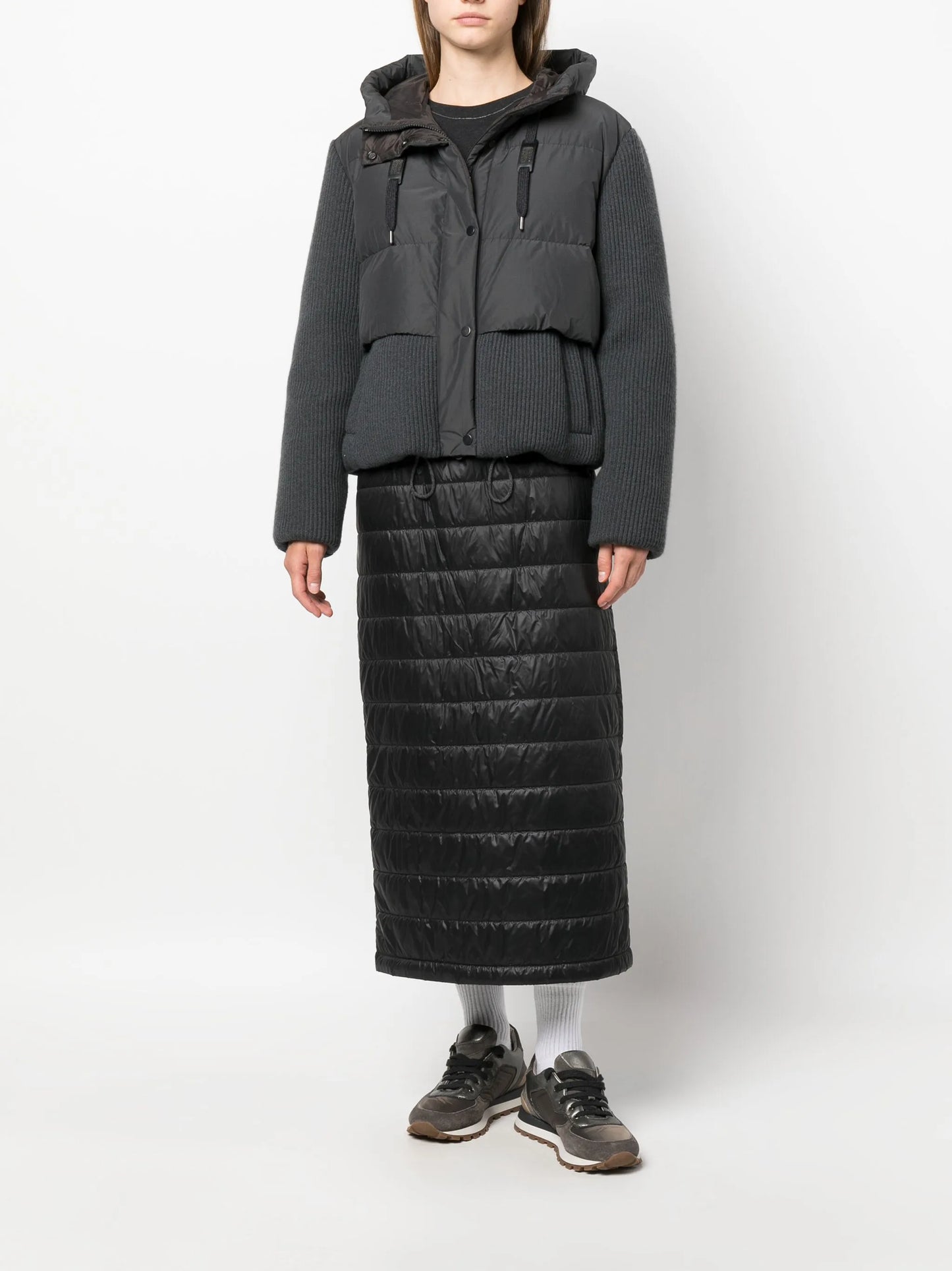 ribbed-knit puffer jacket