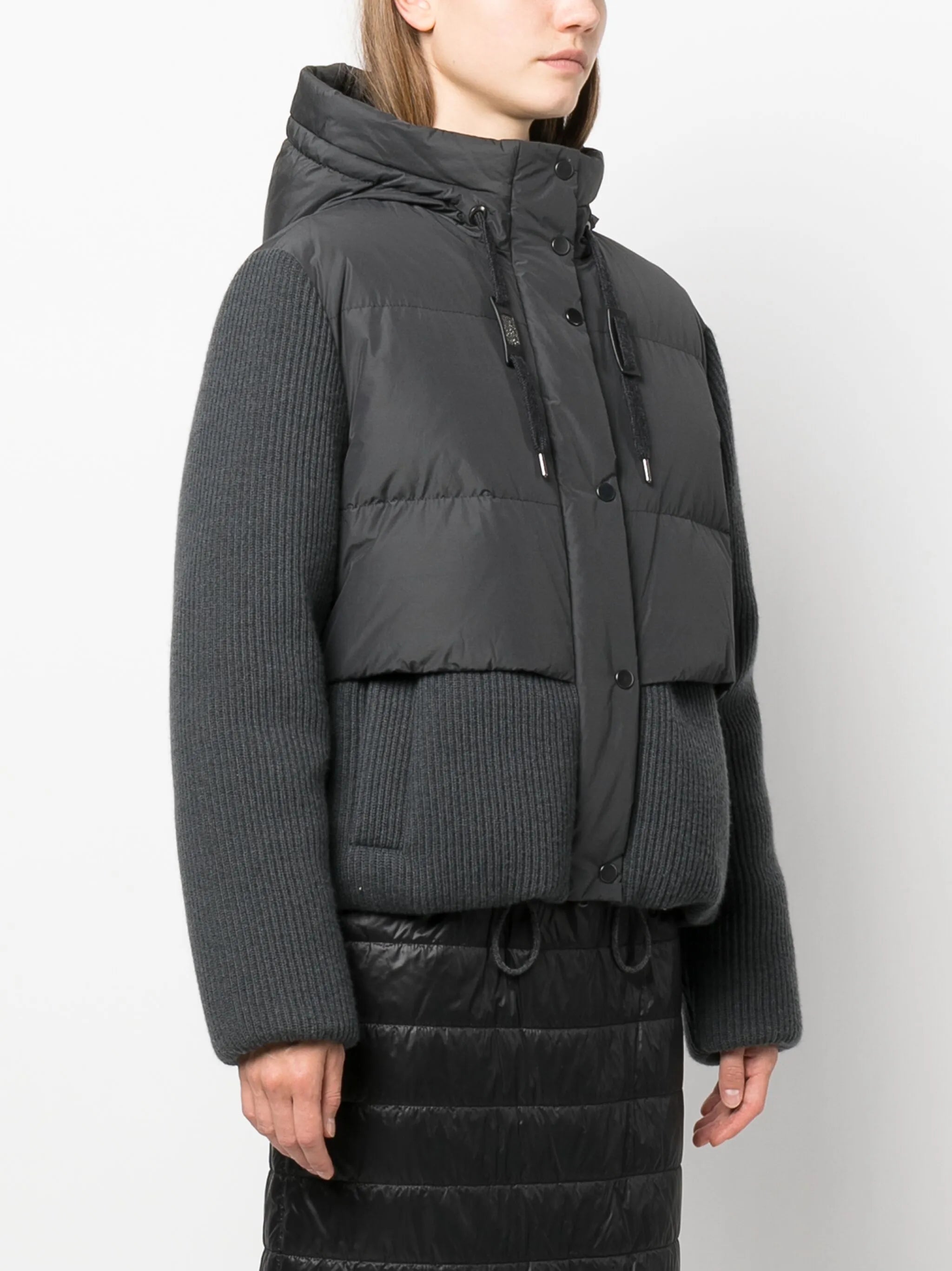 ribbed-knit puffer jacket