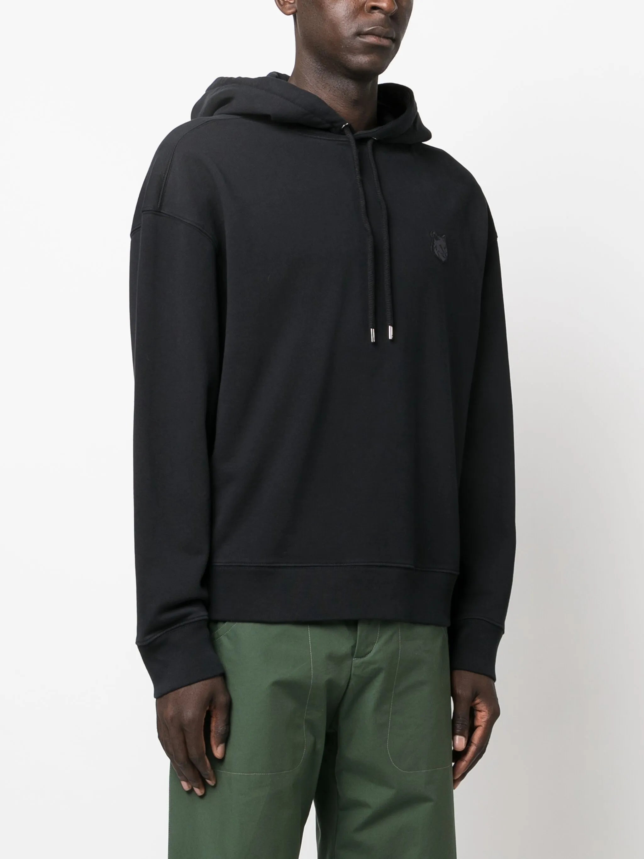 fox-motif cotton hoodie