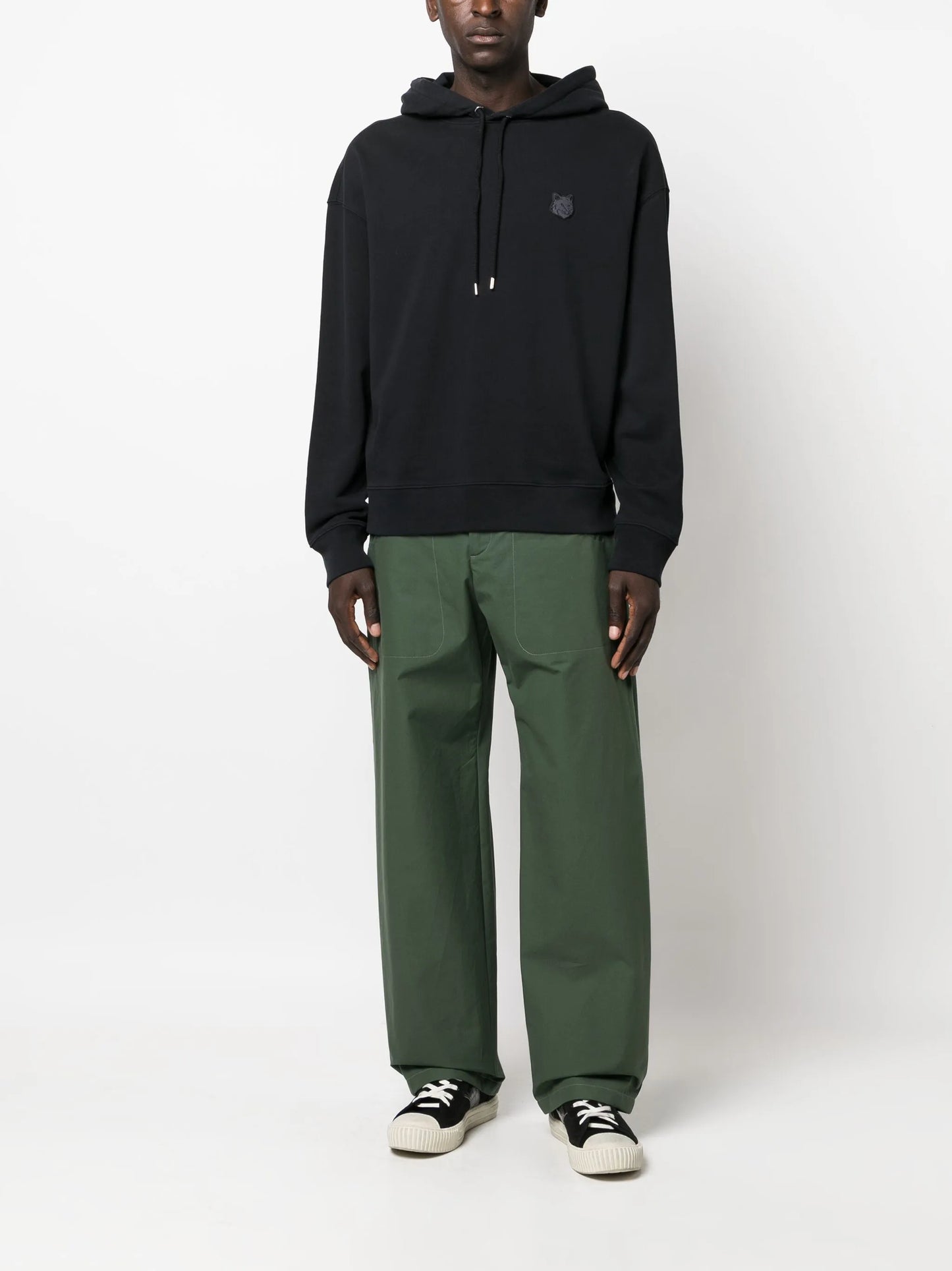 fox-motif cotton hoodie