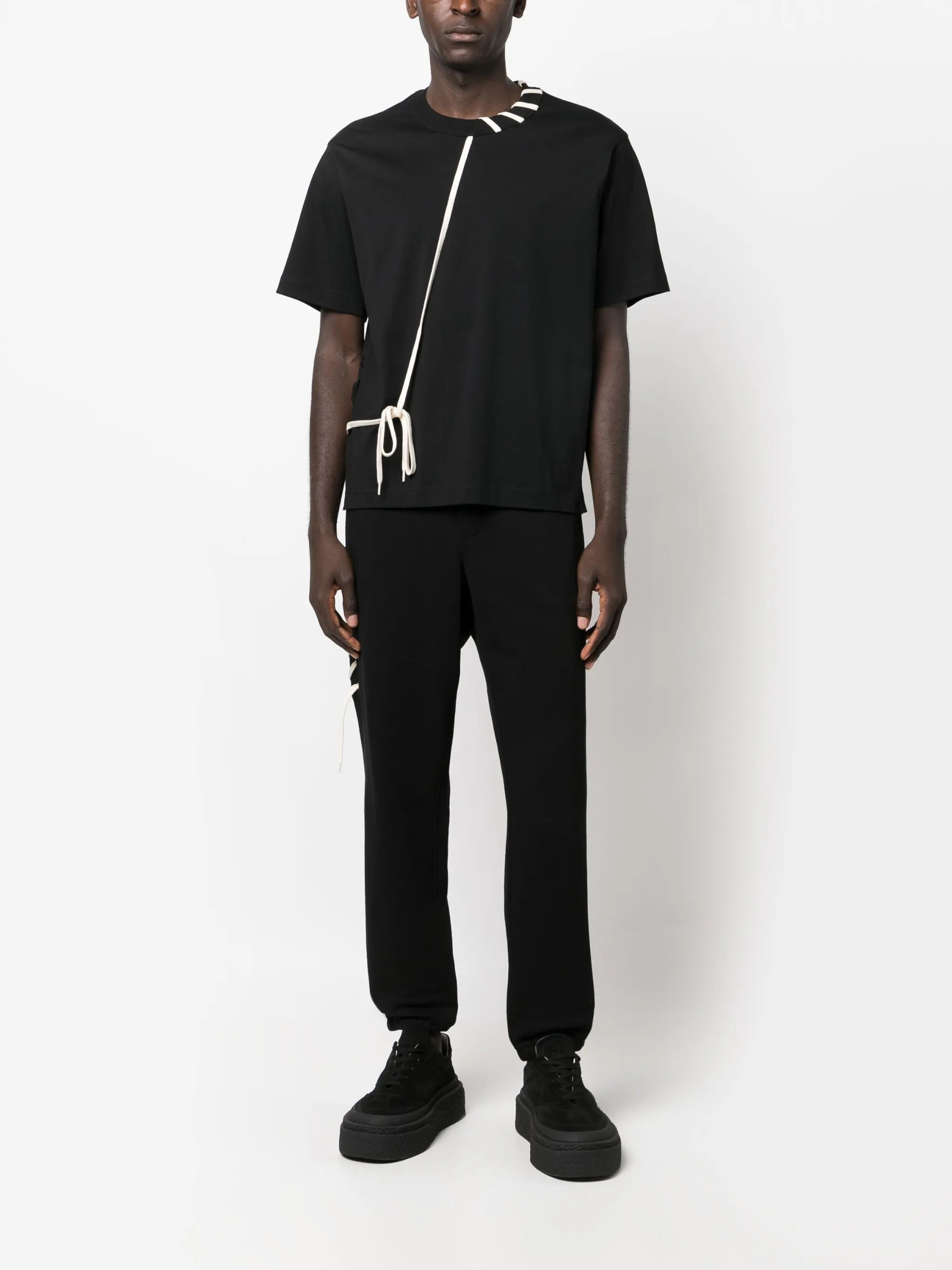 lace-detailing cotton T-shirt