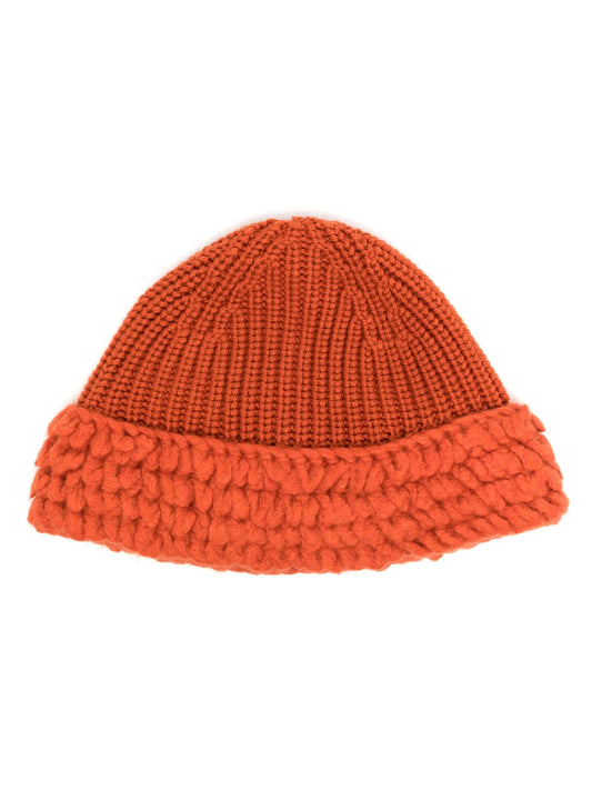 ribbed-knit contrast beanie
