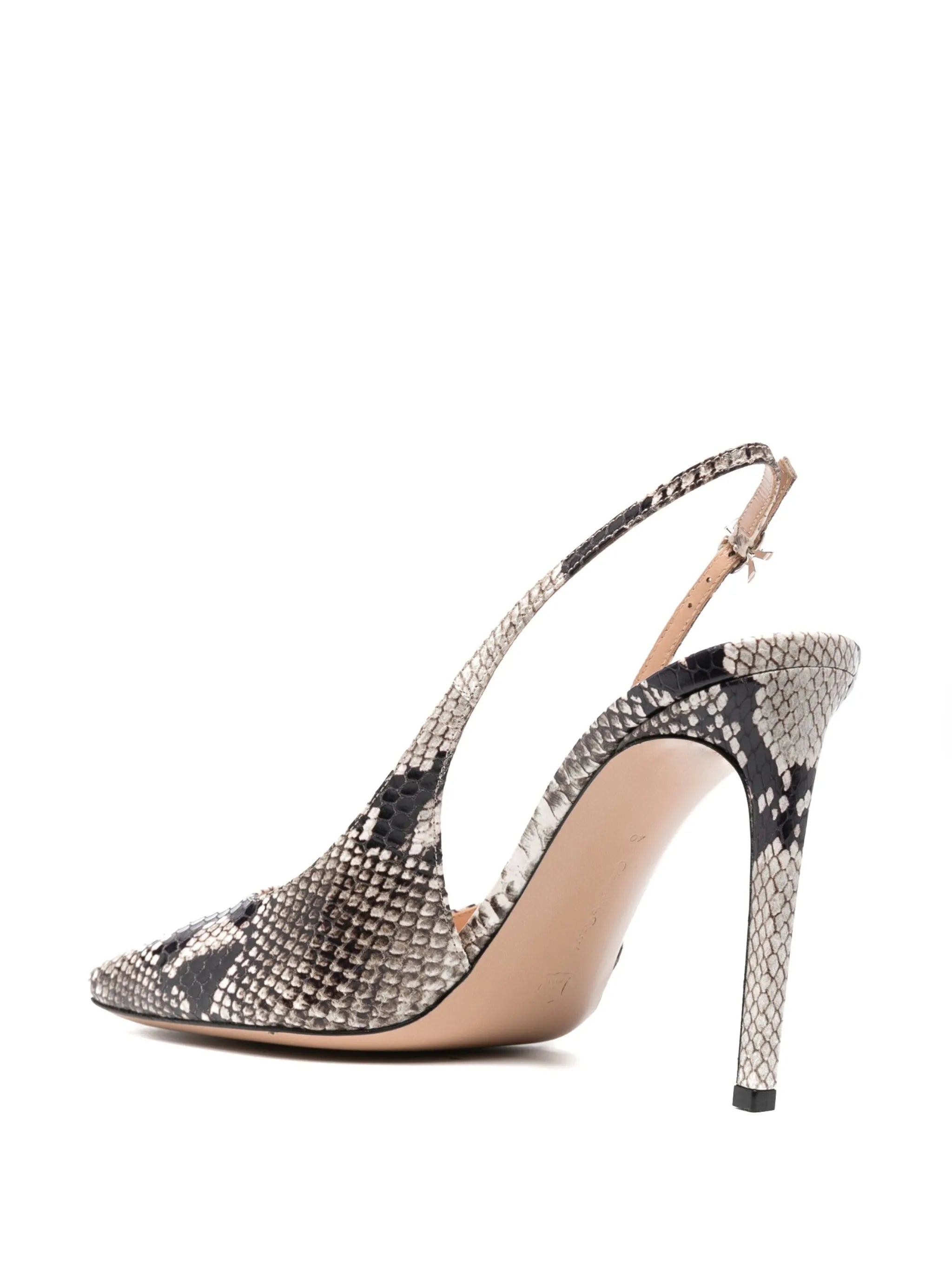 snakeskin-effect square-toe pumps