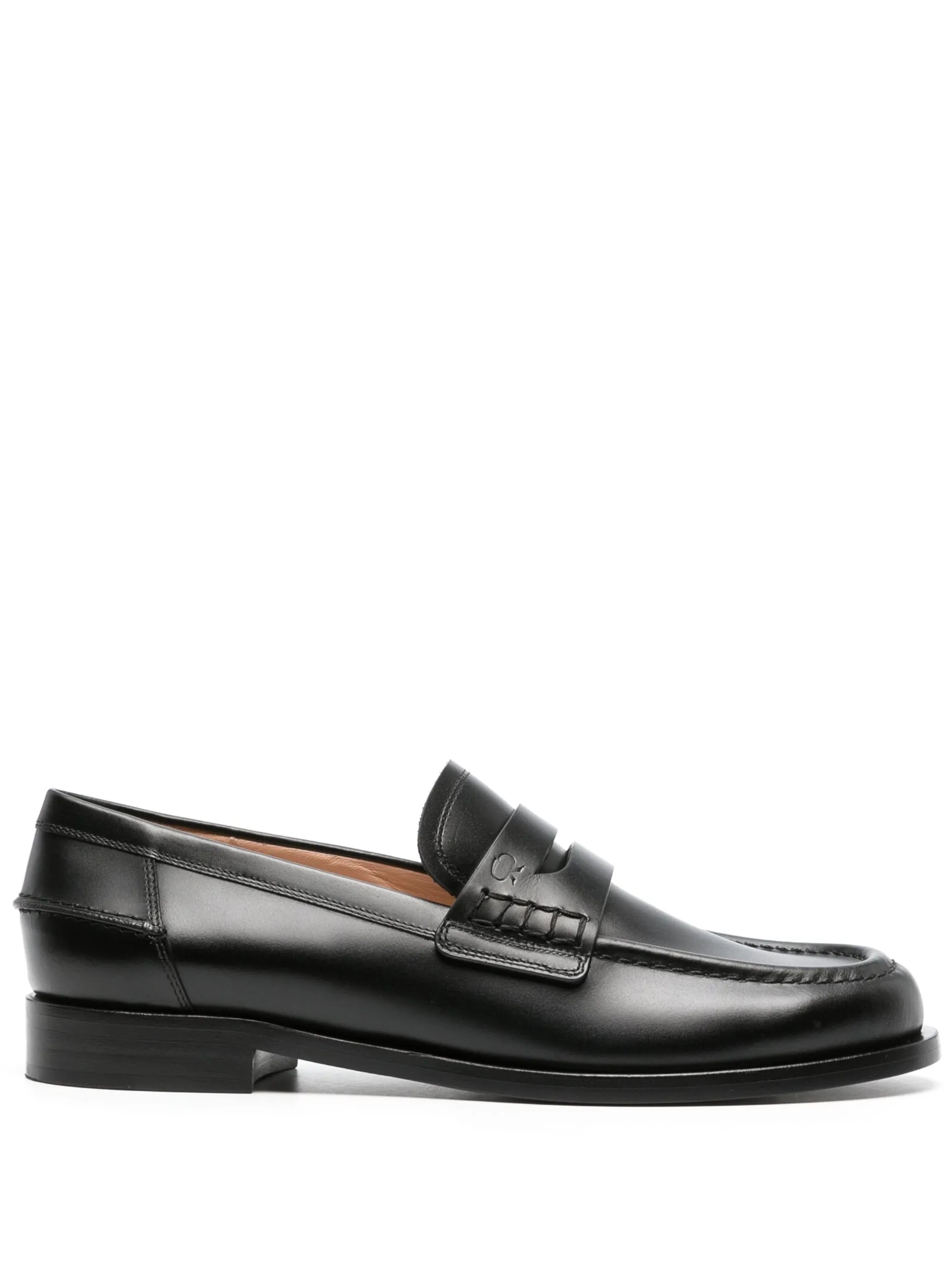 round-toe leather loafers