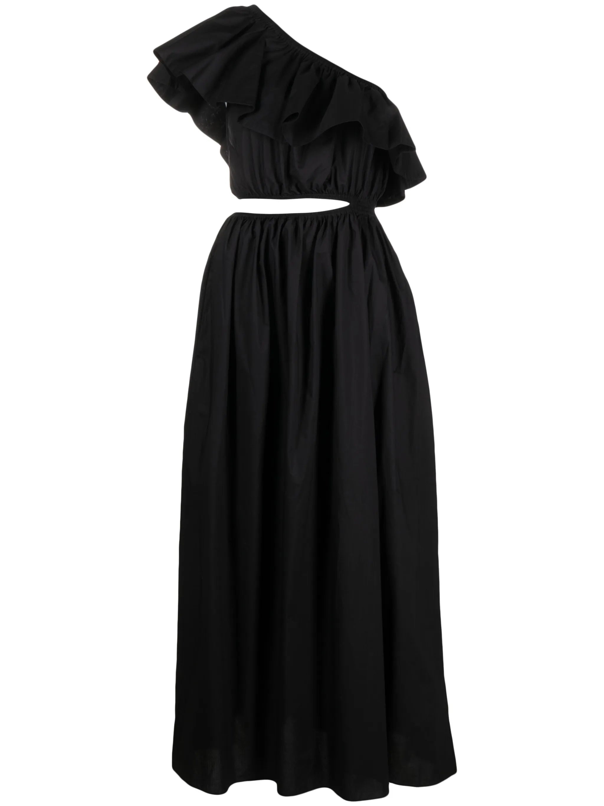 one-shoulder asymmetric maxi dress