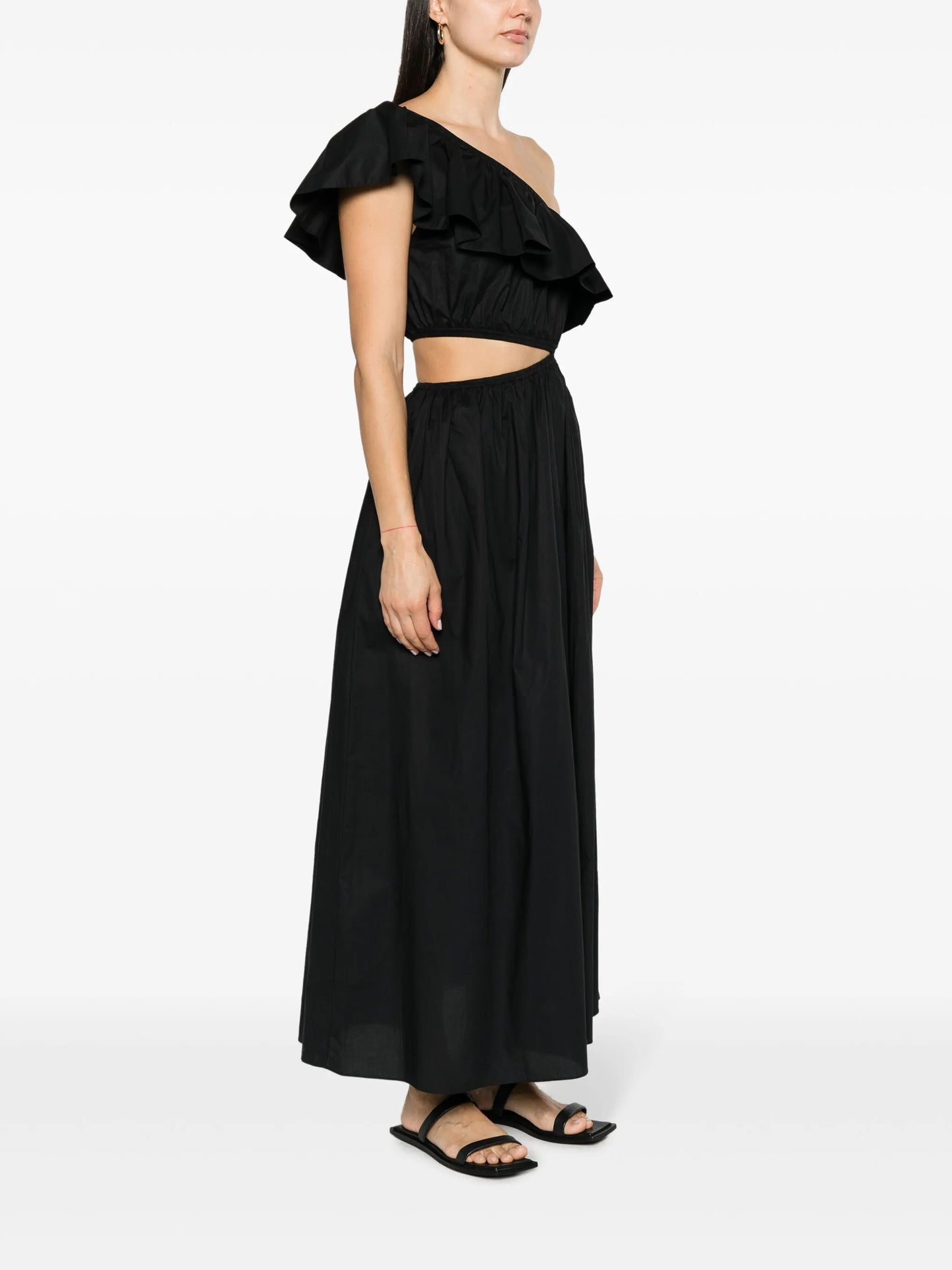 one-shoulder asymmetric maxi dress