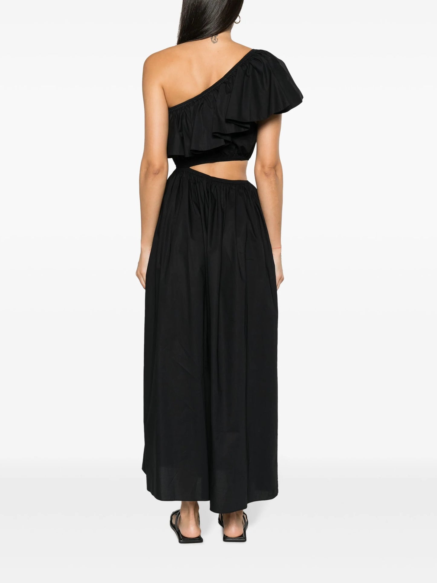 one-shoulder asymmetric maxi dress