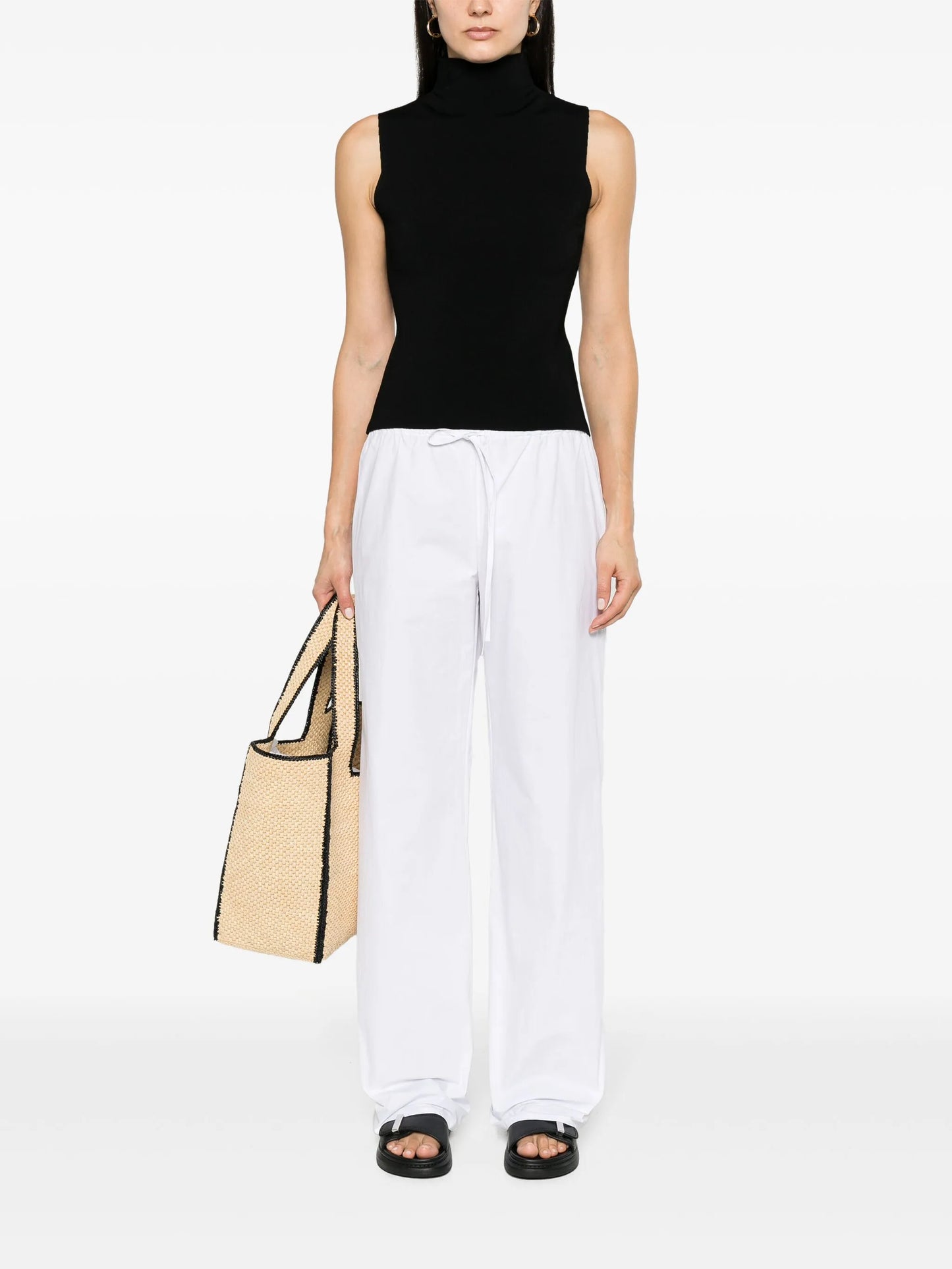 straight-leg organic-cotton trousers