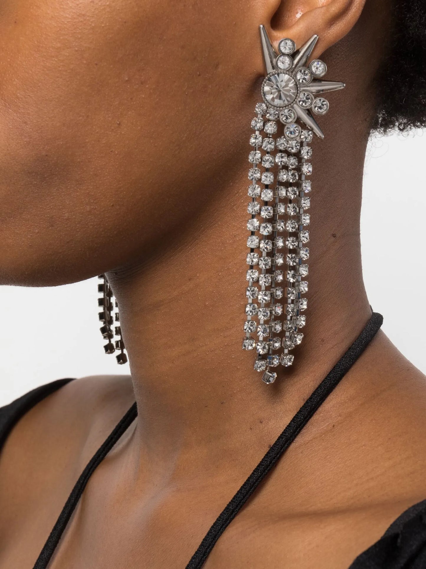 Paco fringed drop crystal earrings