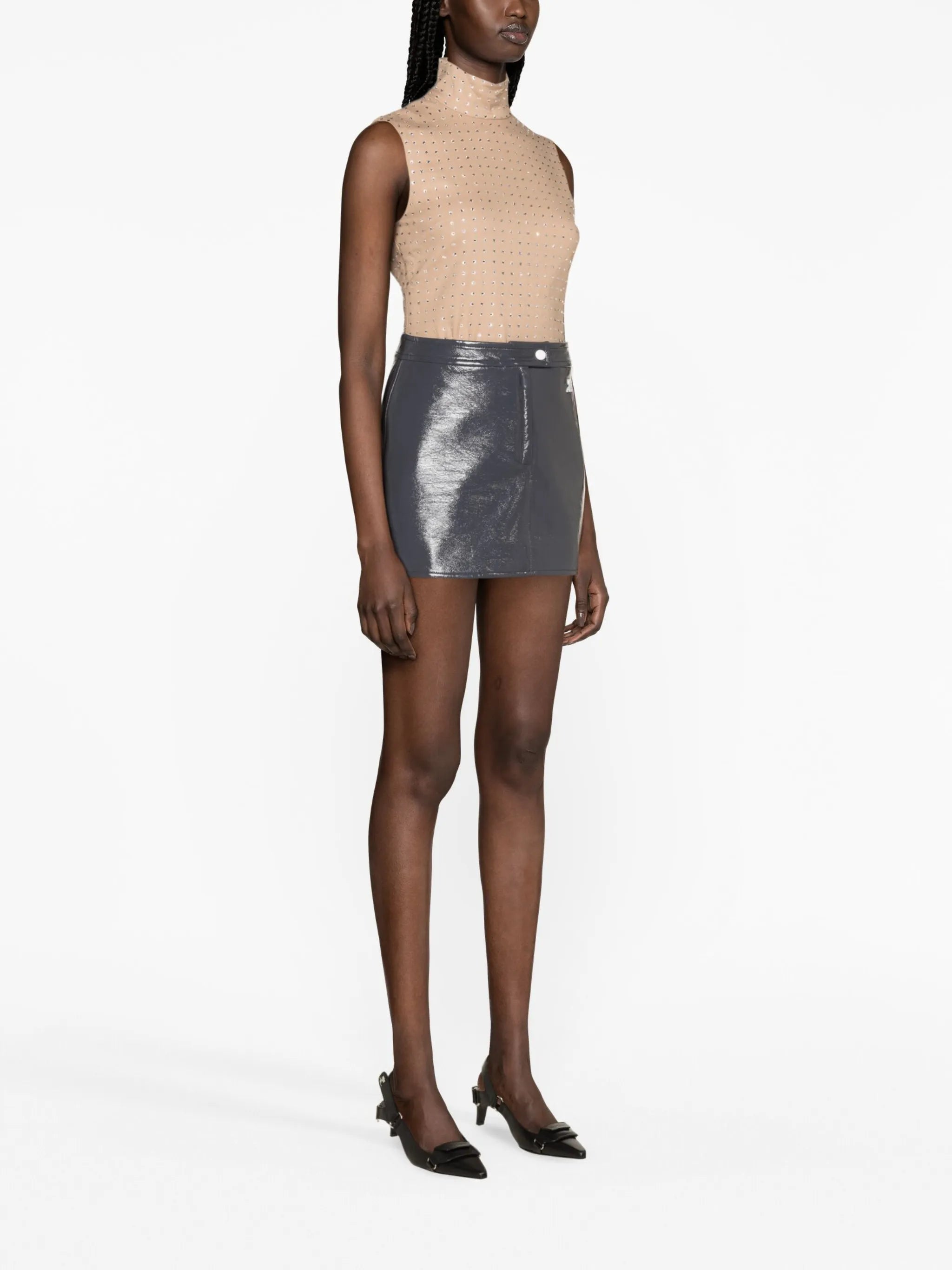 Reedition Vinyl mini skirt