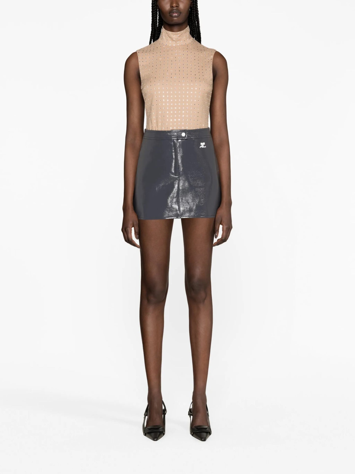 Reedition Vinyl mini skirt
