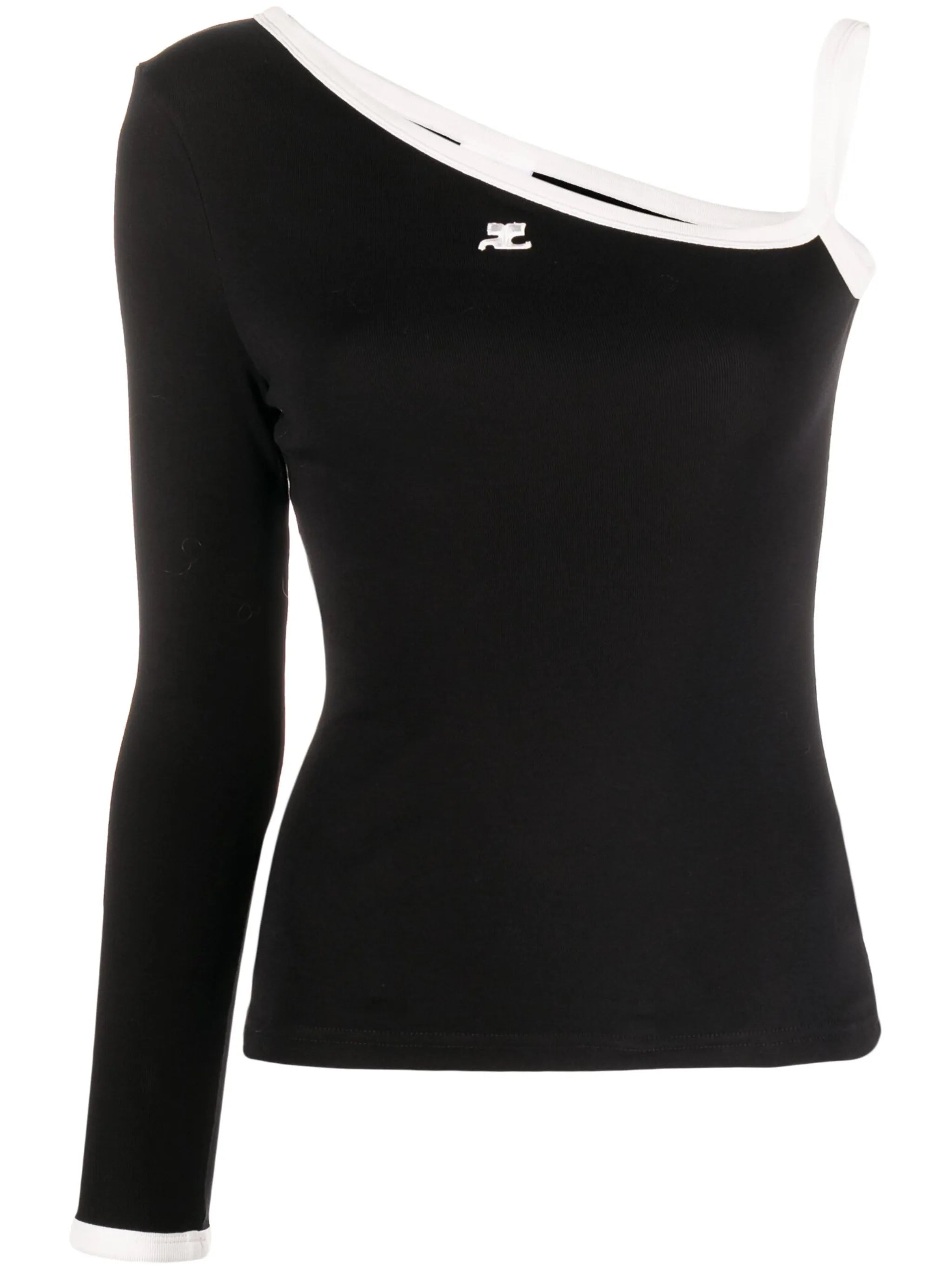 logo-embroidered one-shoulder top