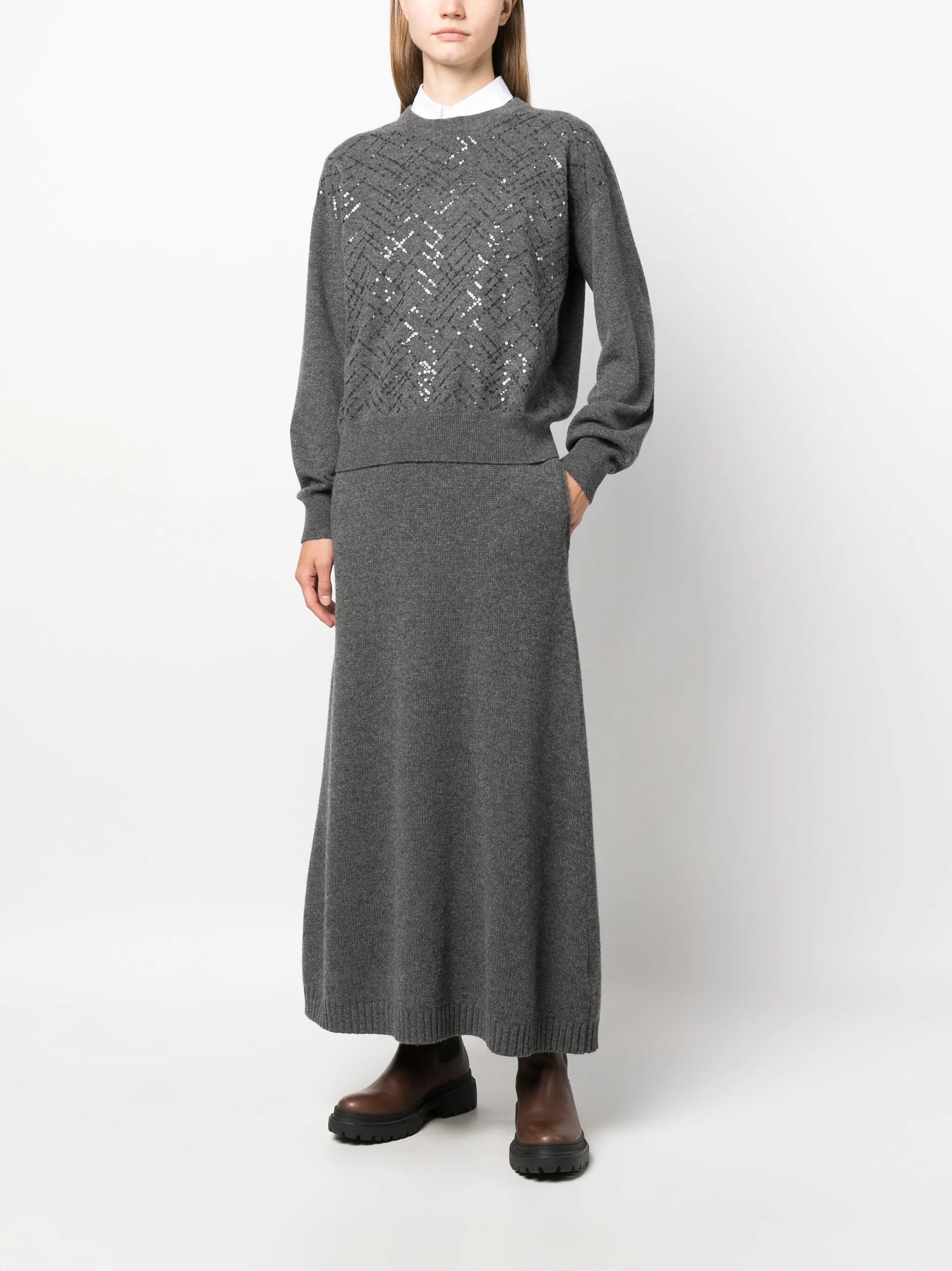 sequin-embellished wool jumper