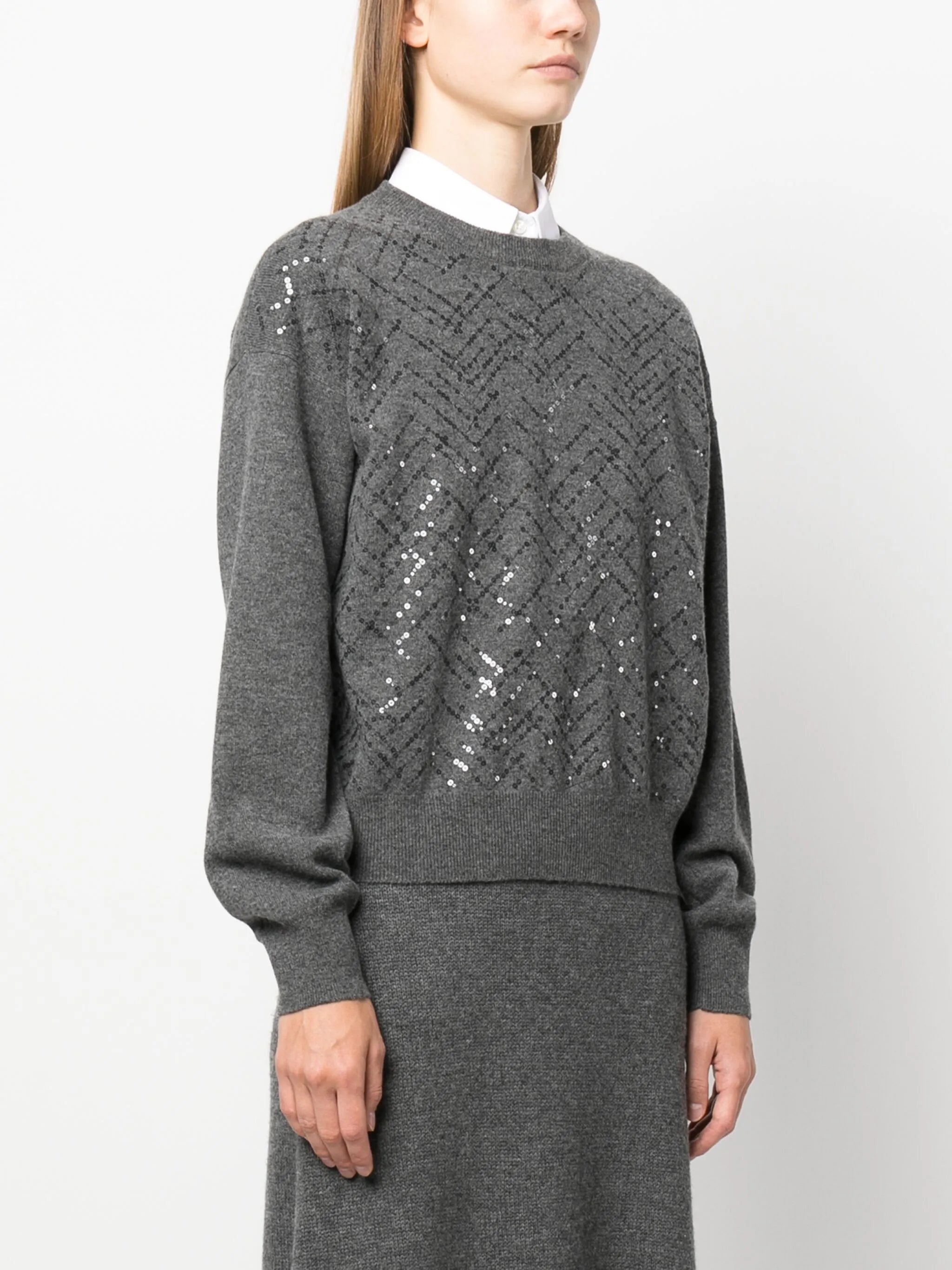 sequin-embellished wool jumper